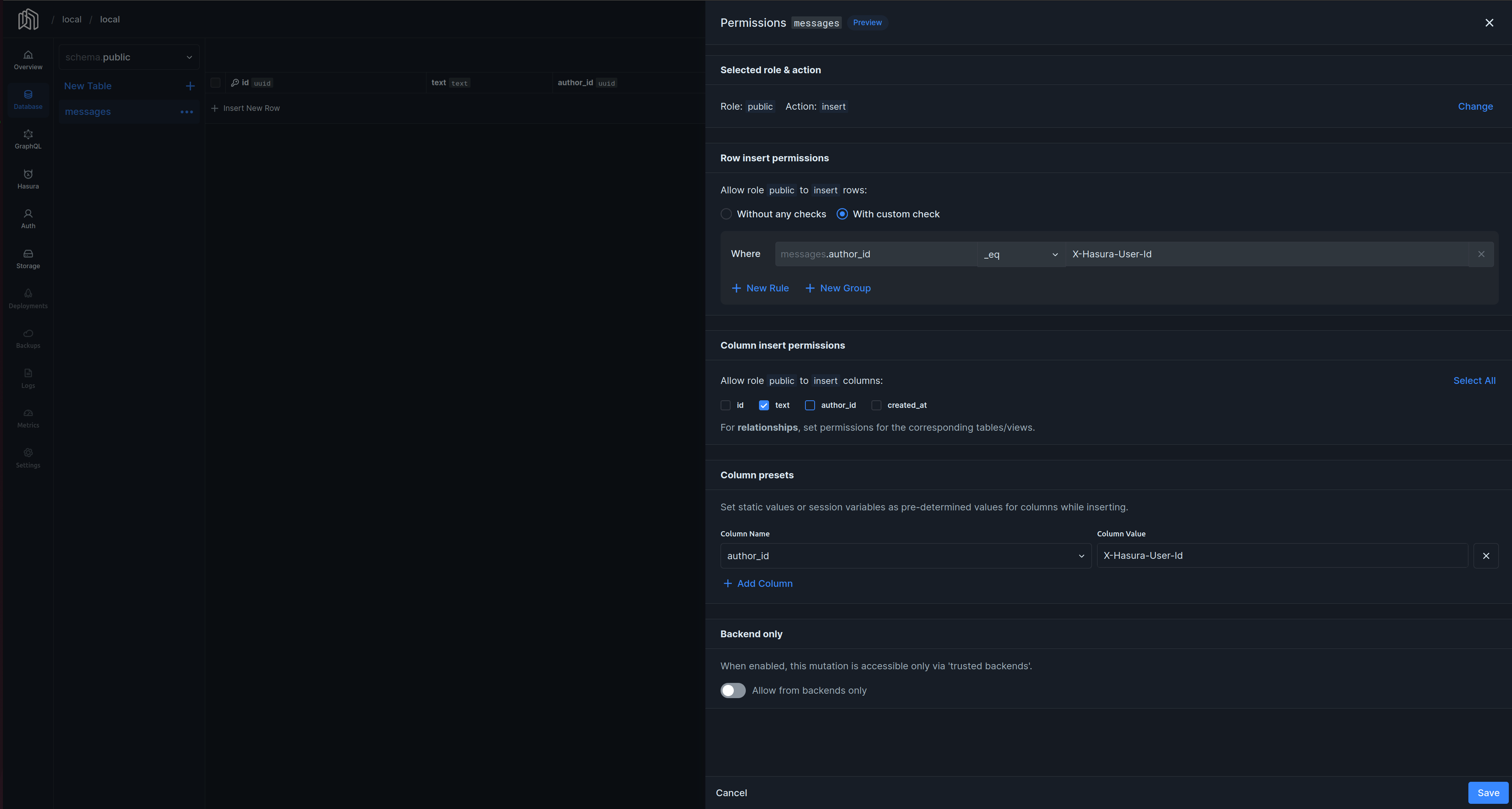 Permissions Editor