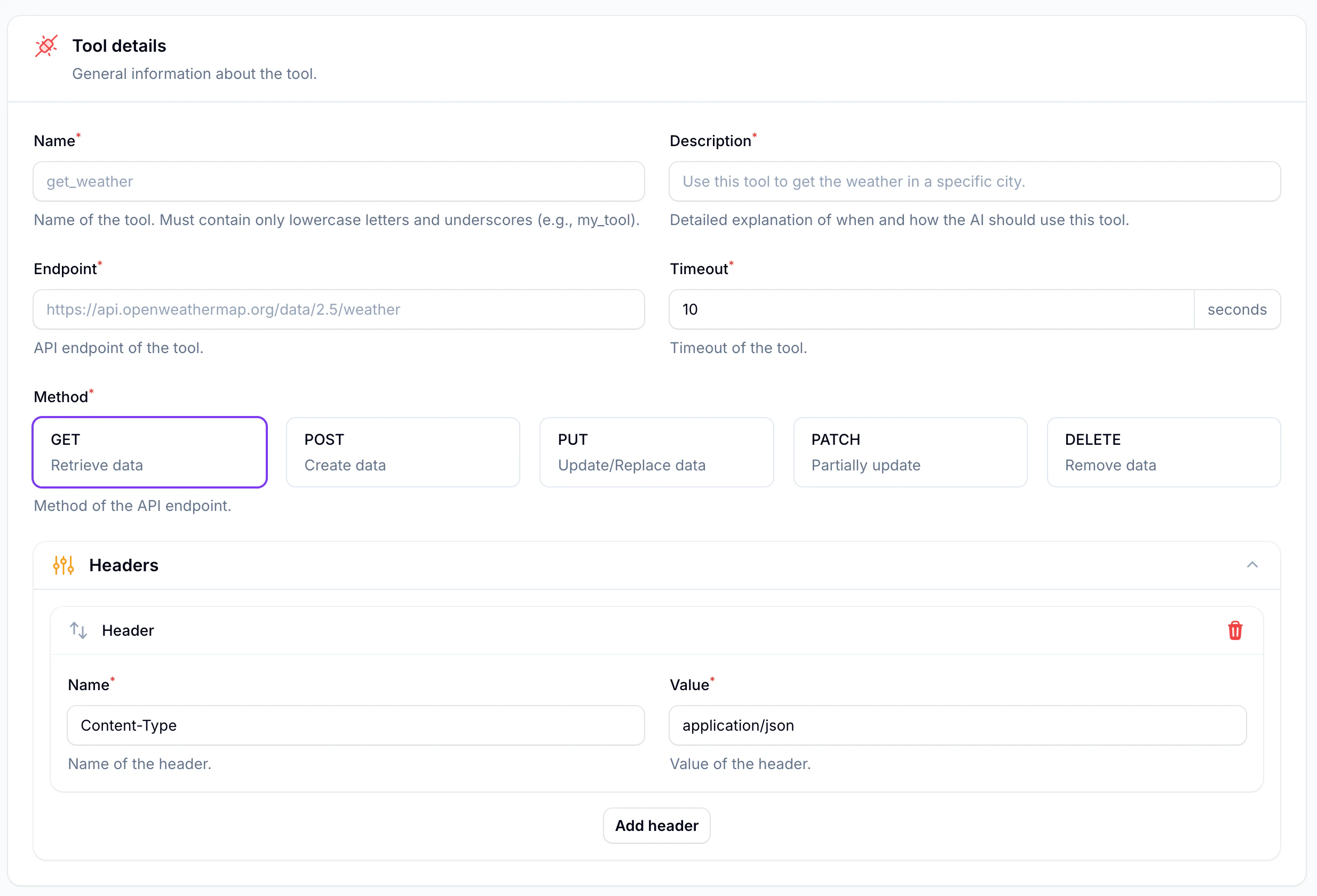 Main Tool Configuration