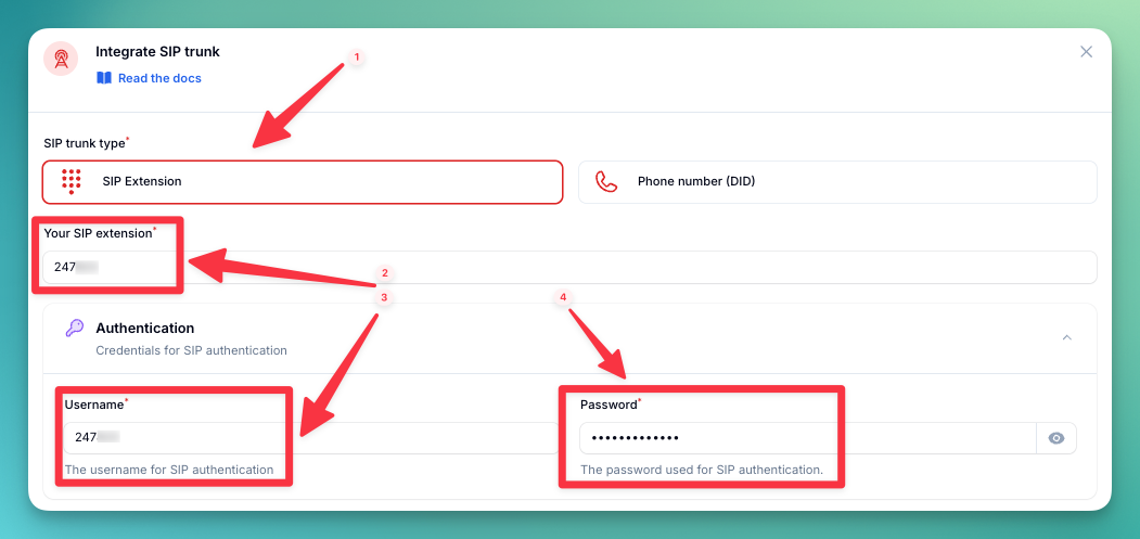 SIP Direct credentials