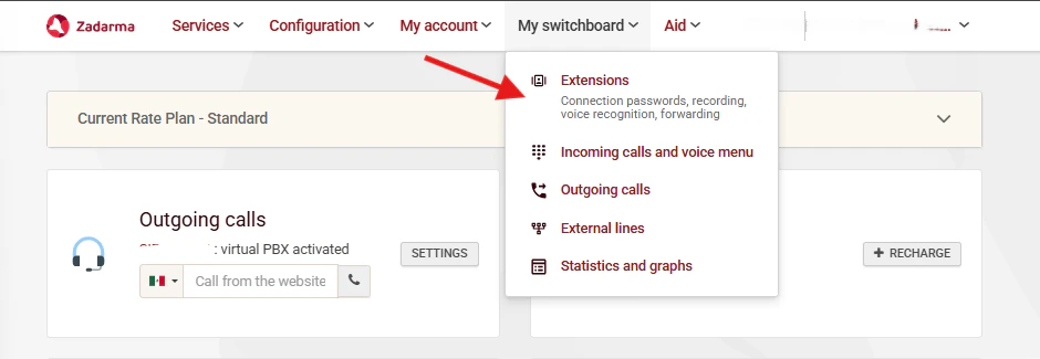 Zadarma My Switchboard Extensions