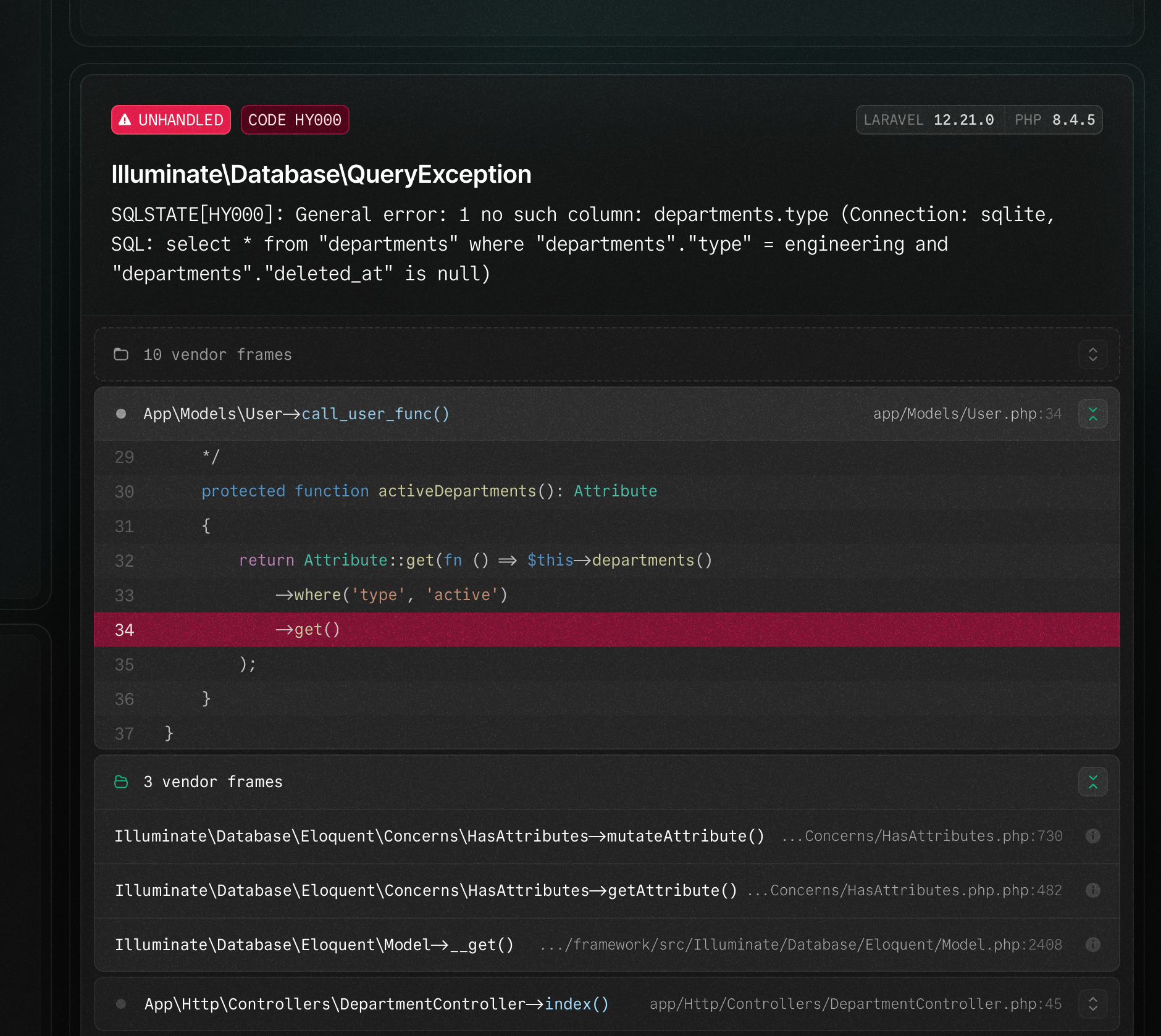 Enhanced stack traces