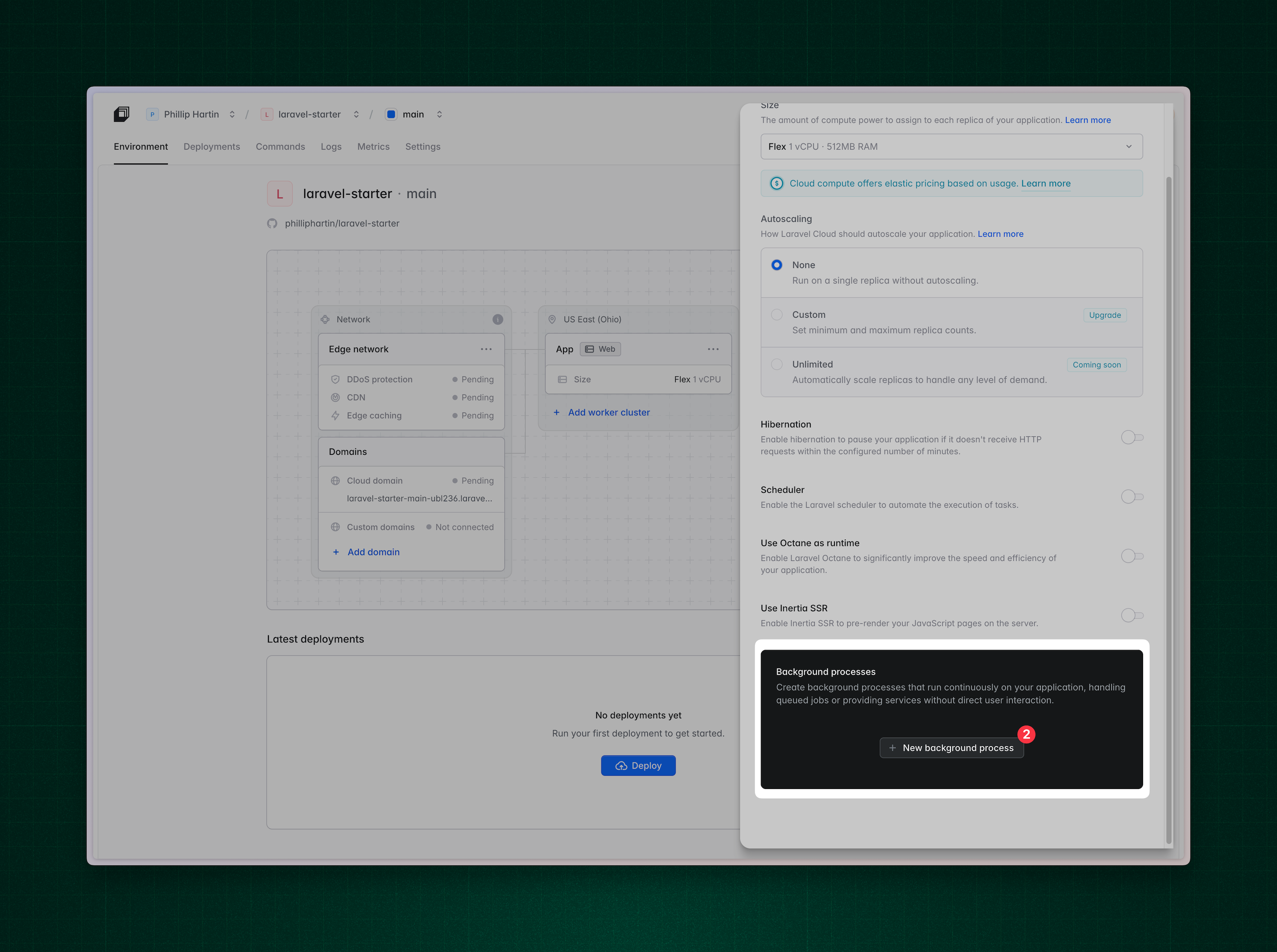 Select “New Background Process”