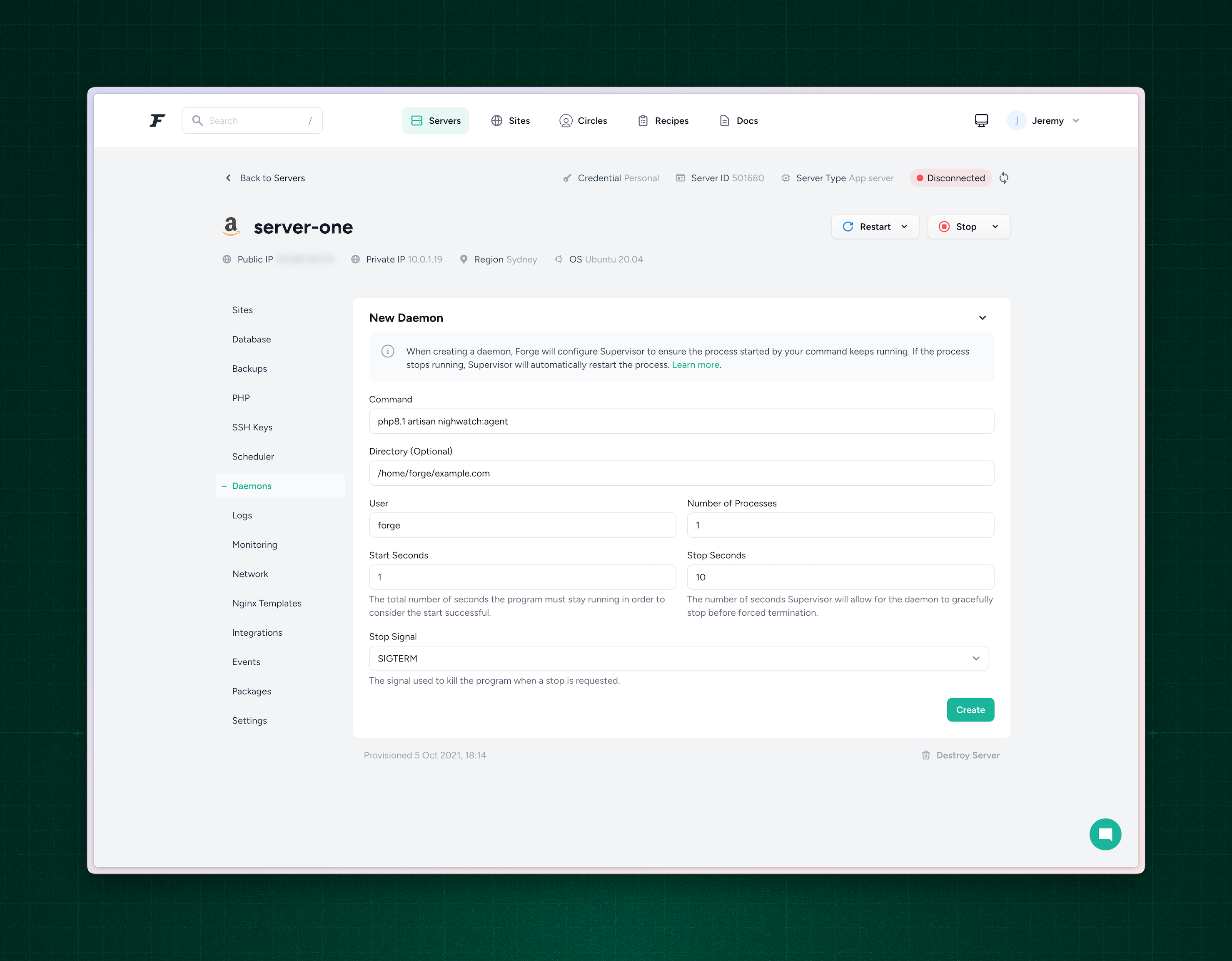 Nightwatch Daemon Configuration