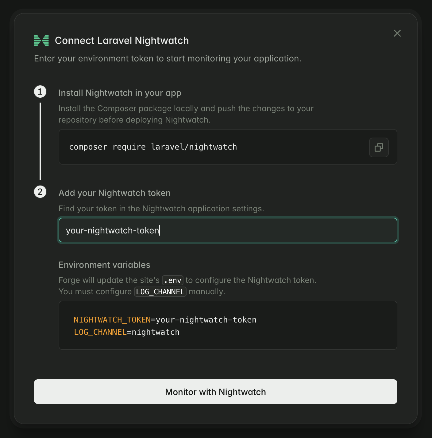 Nightwatch environment token