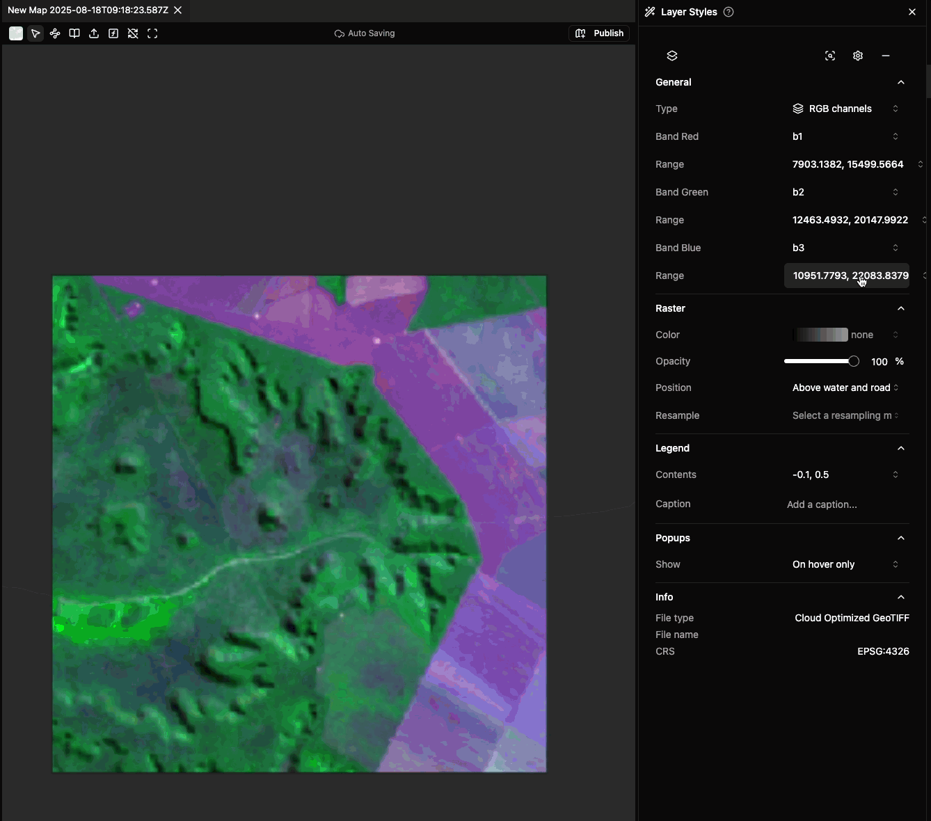 Nika Map Raster Window Min/Max