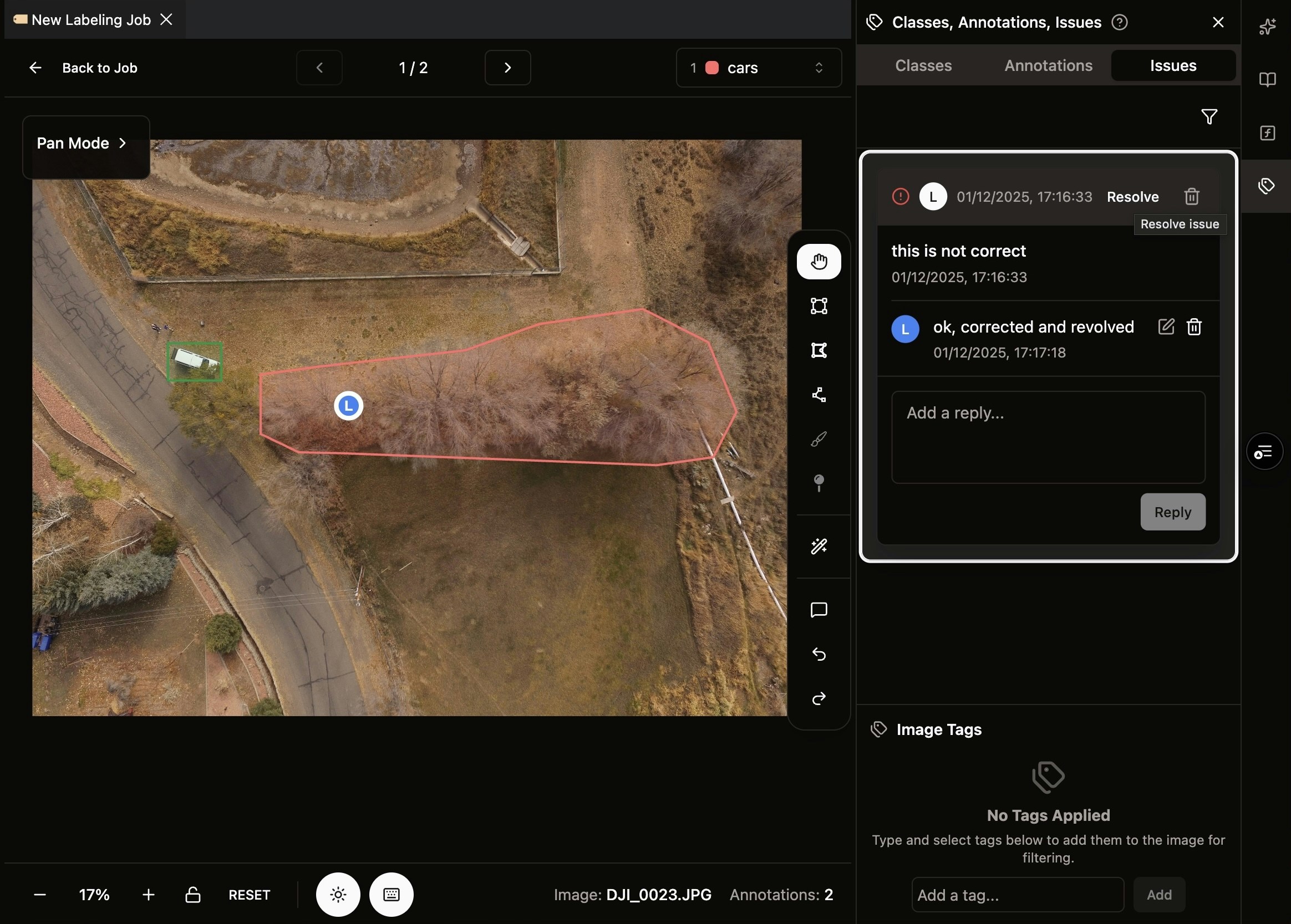 Issues List in Right Panel
