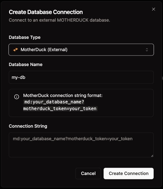 Connect MotherDuck Step 2