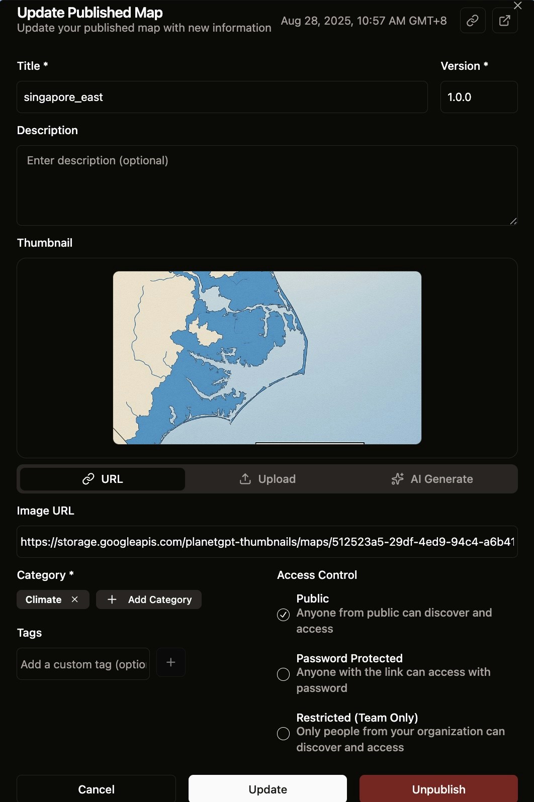 Publish Dialog with Required Fields