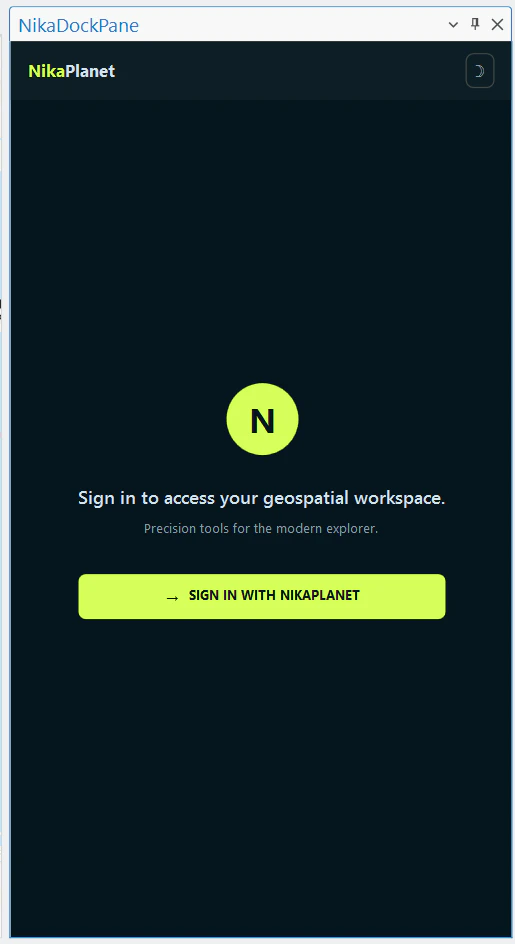 NikaPlanet Plugin login screen in ArcGIS Pro