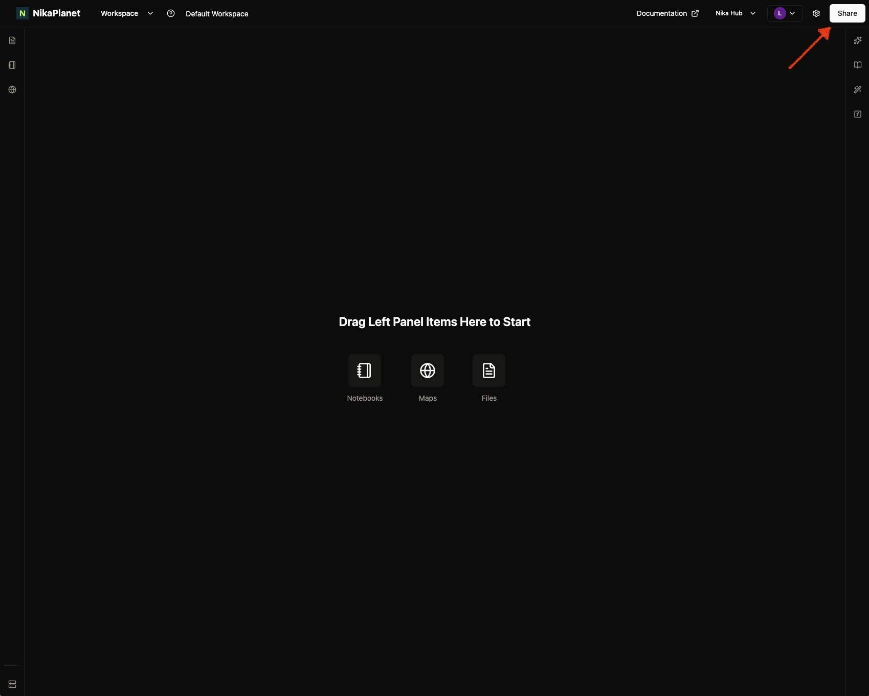Workspace Dashboard with Share Button