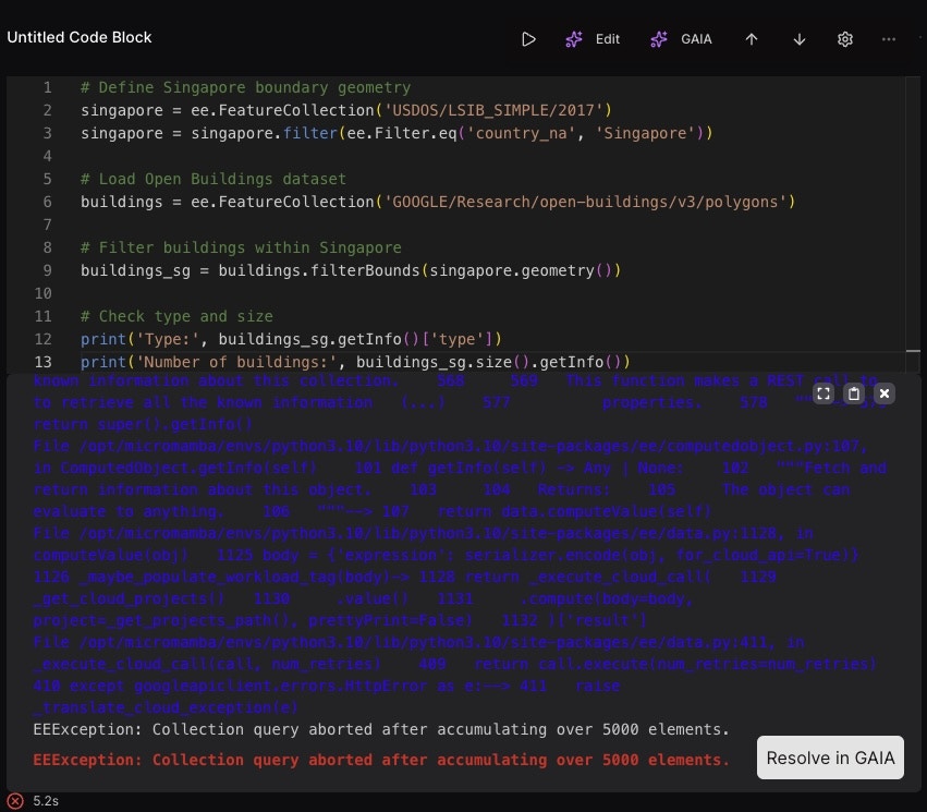 Resolve in GAIA Button