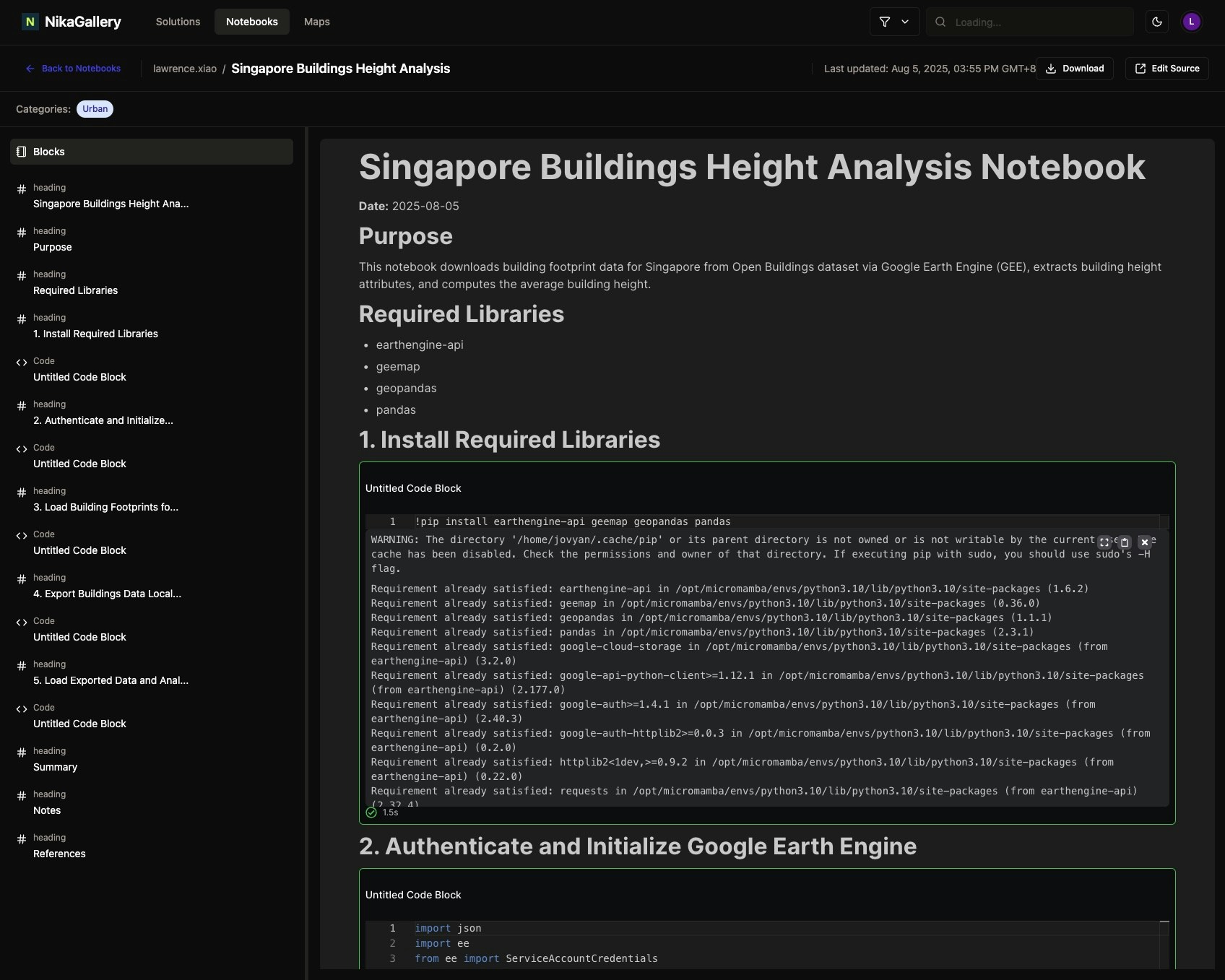 Published Notebook View