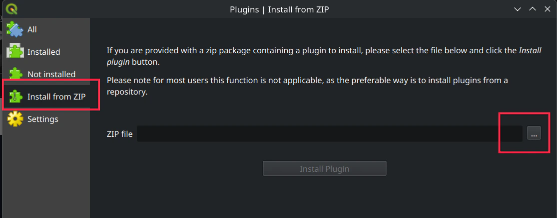 QGIS Install Plugin From ZIP