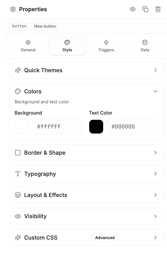 Widget Style tab