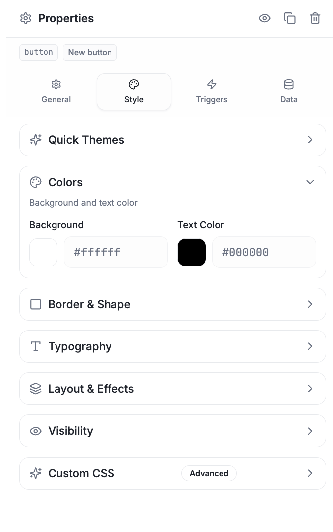Widget Style tab