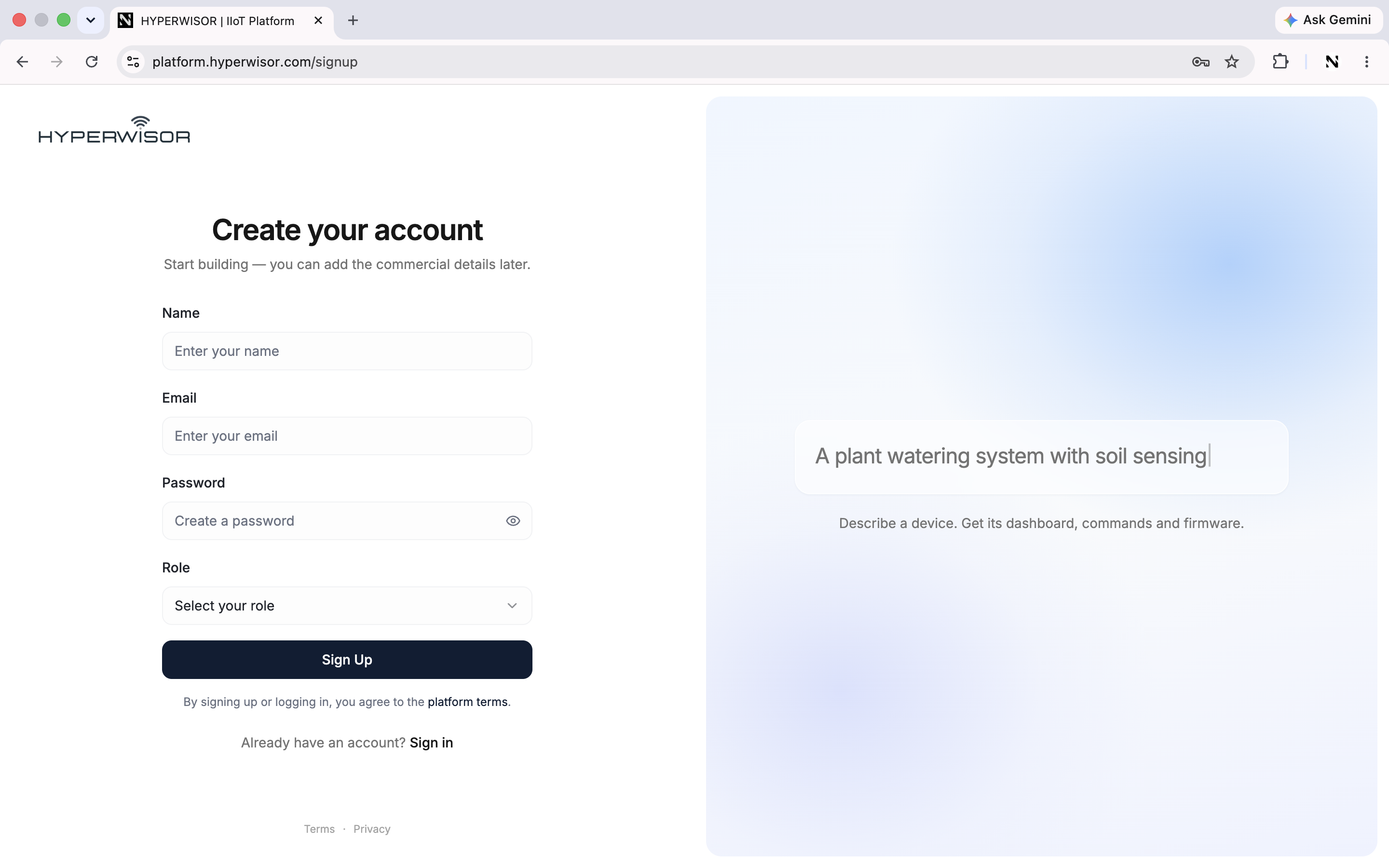 Hyperwisor sign up