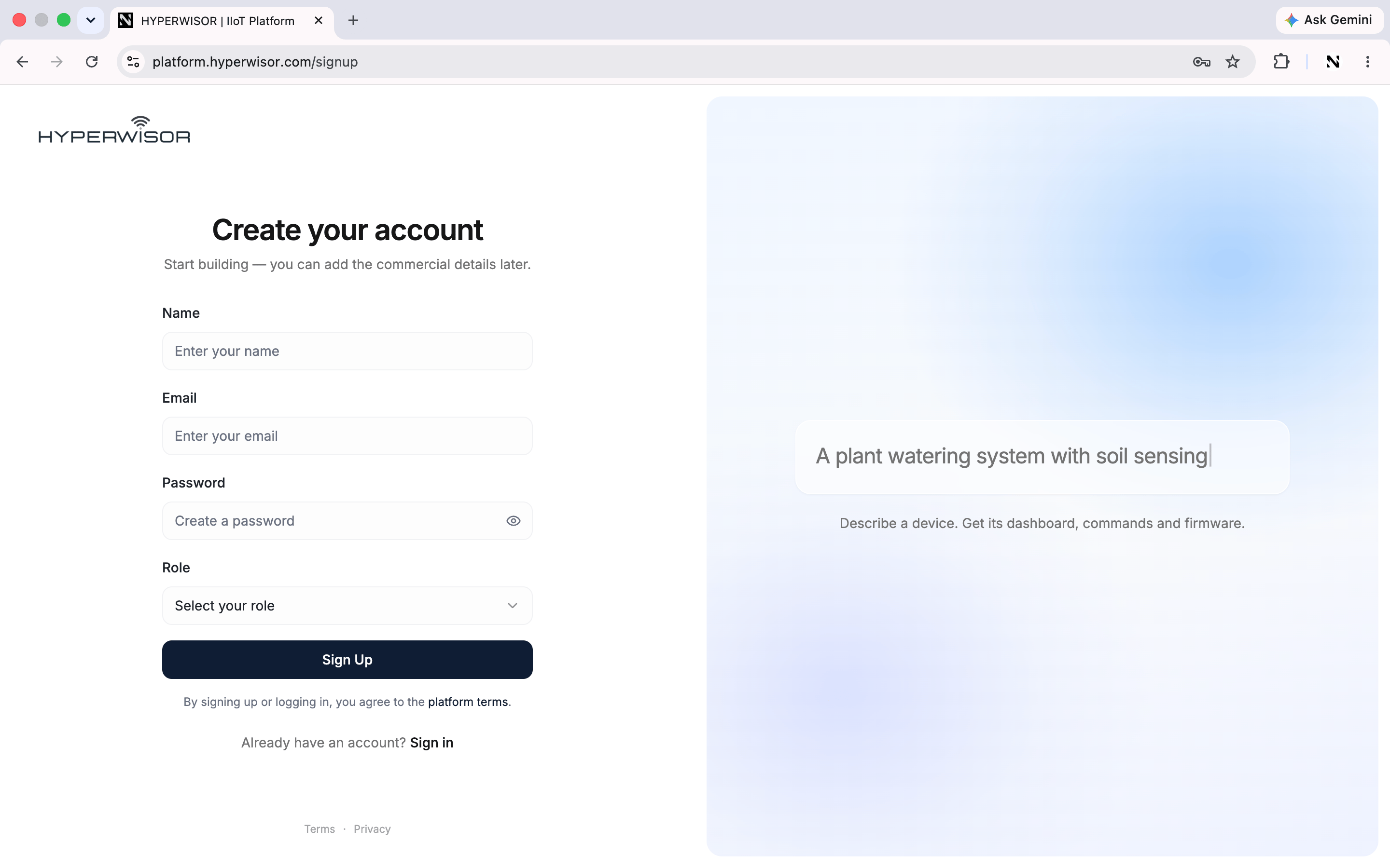 Hyperwisor sign up