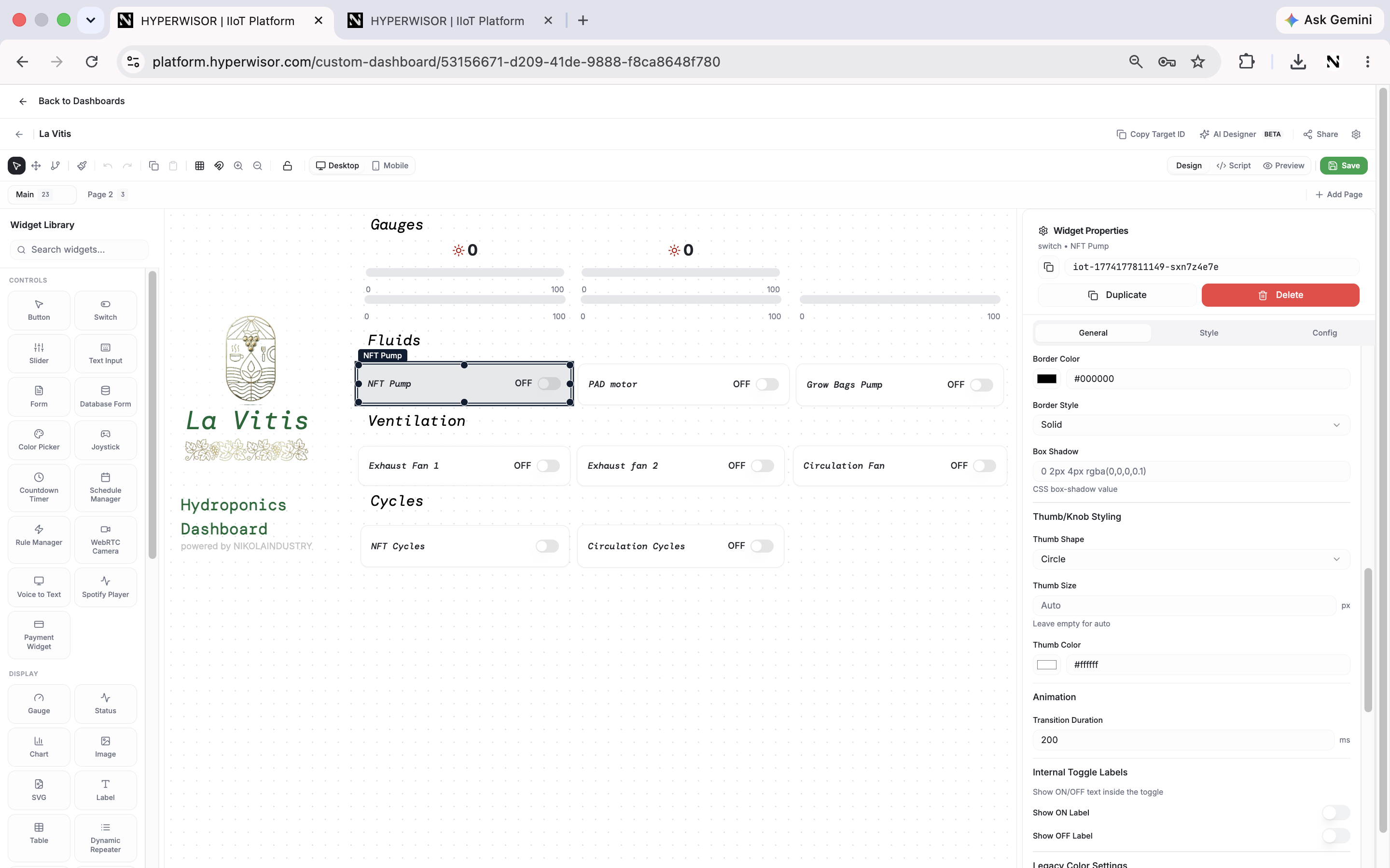 Custom dashboard designer