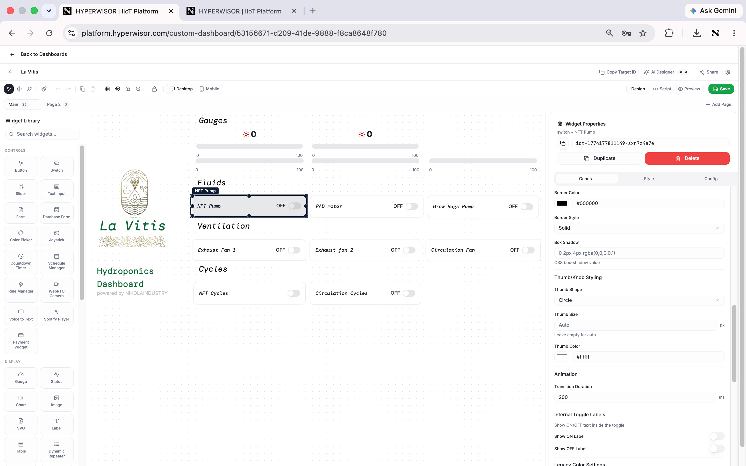Custom dashboard designer