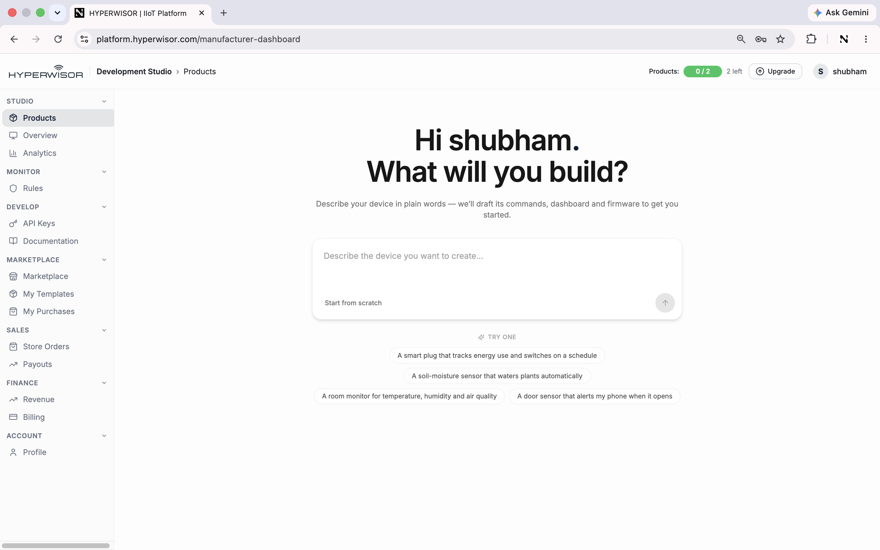 Create a product from an idea