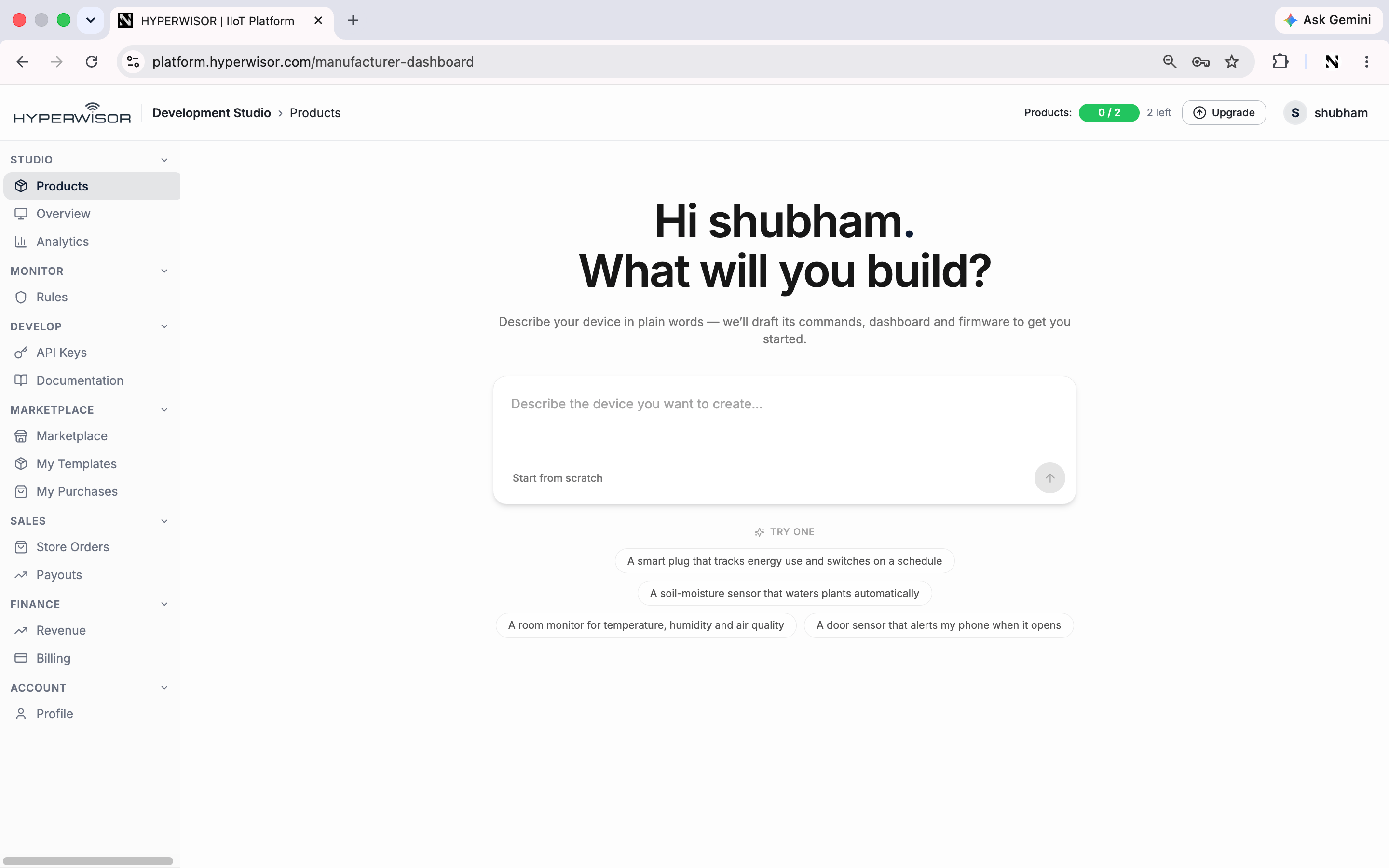 Create a product from an idea