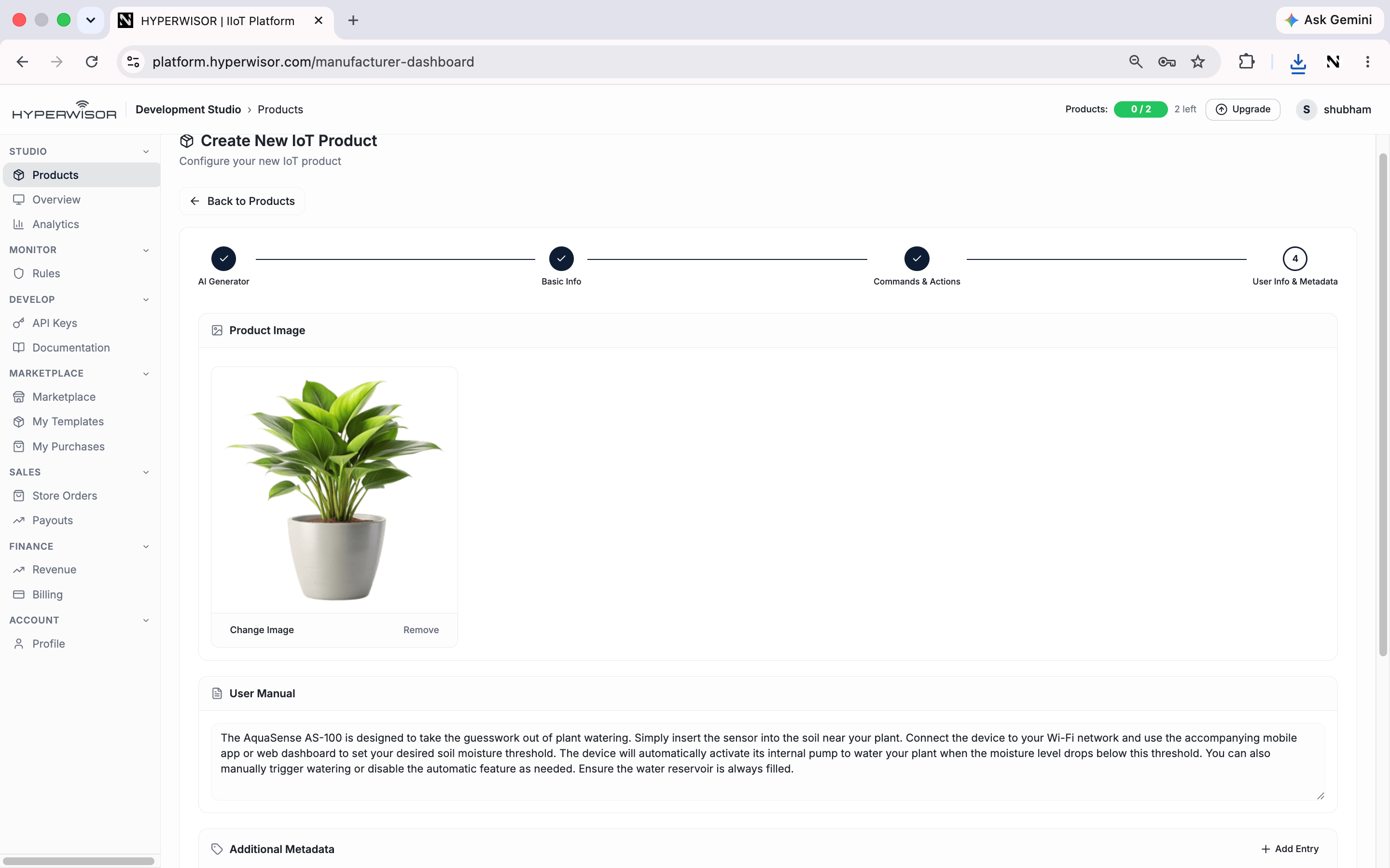 Product metadata editor