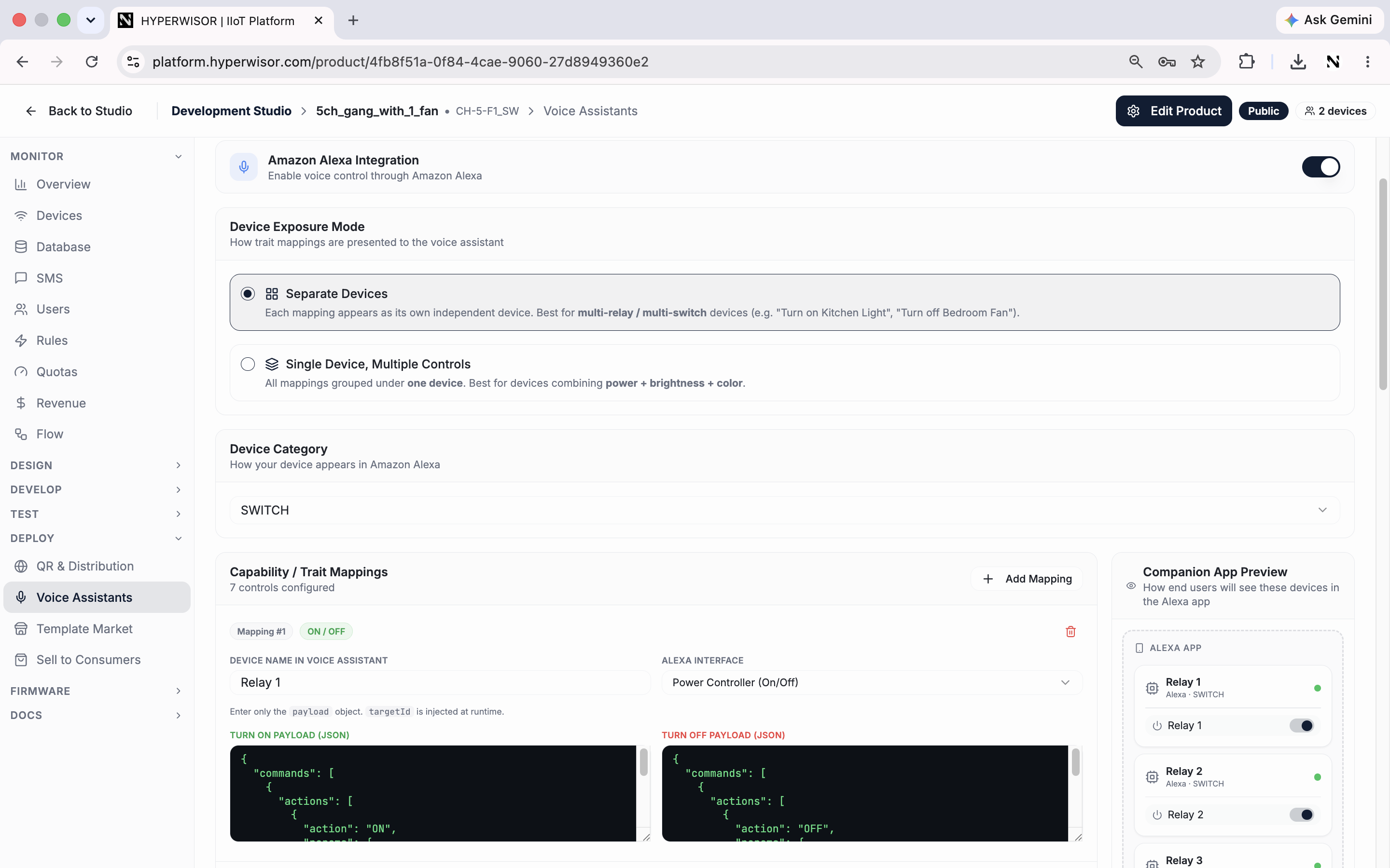 Alexa voice assistant integration