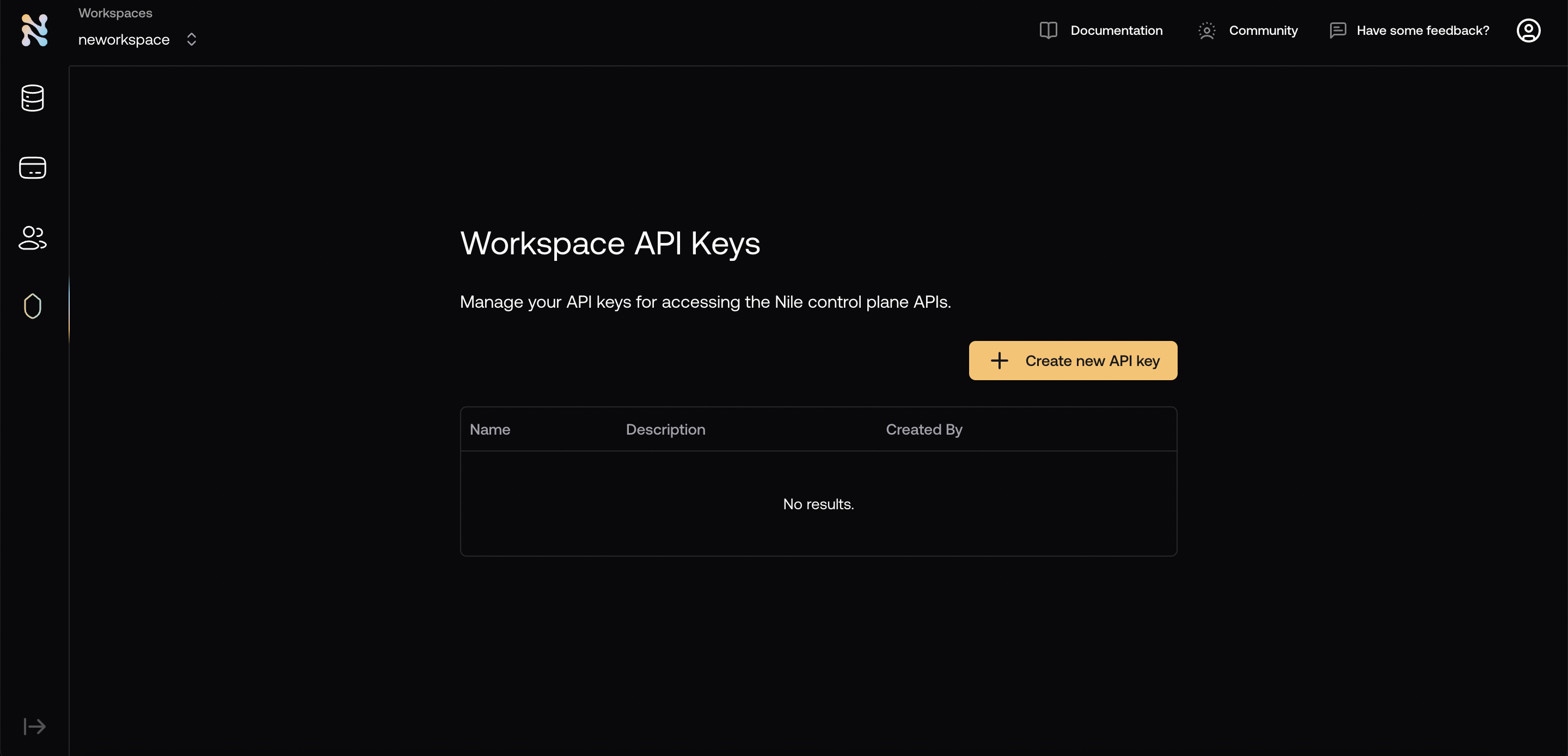 API Key Workspace