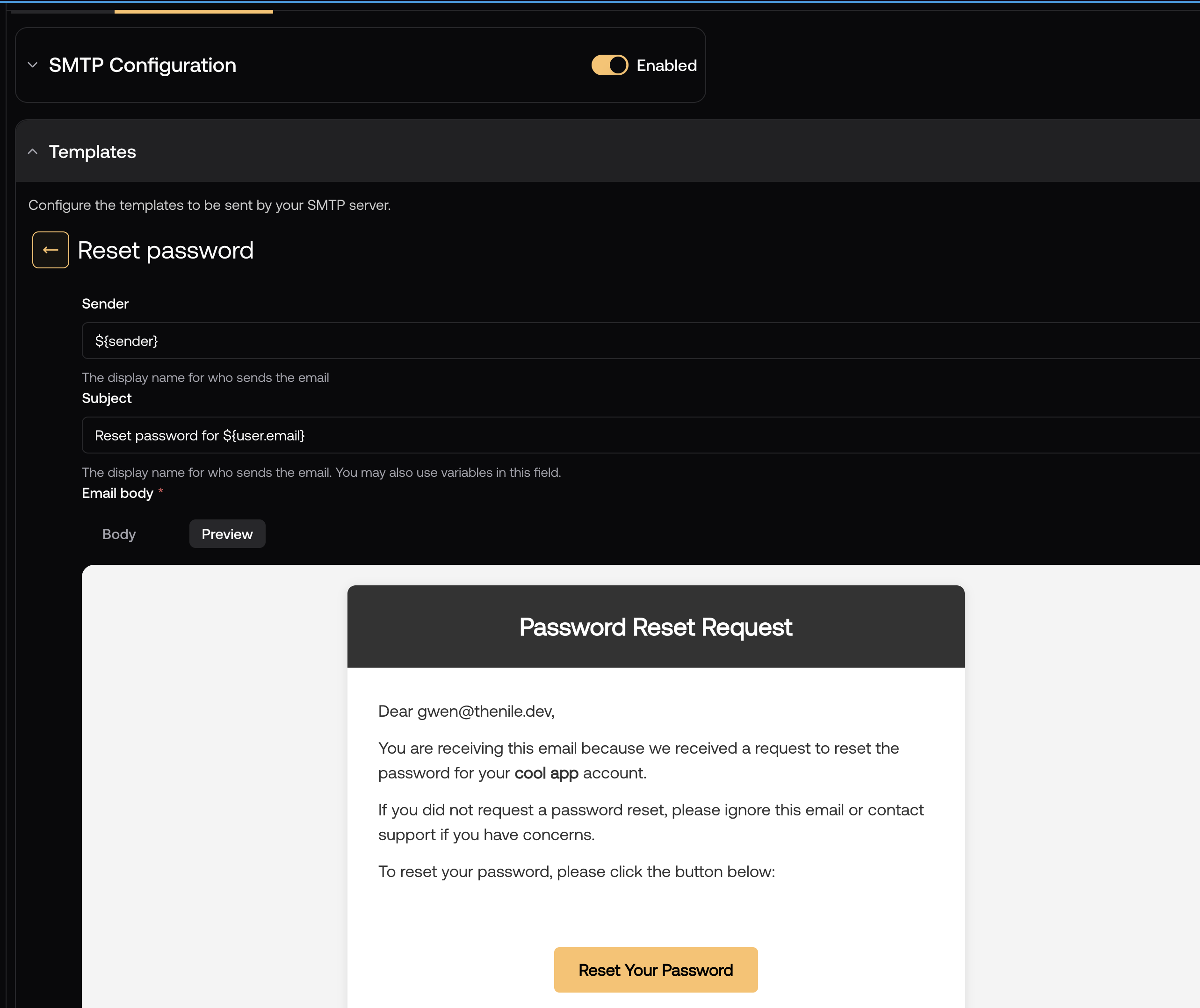Preview email