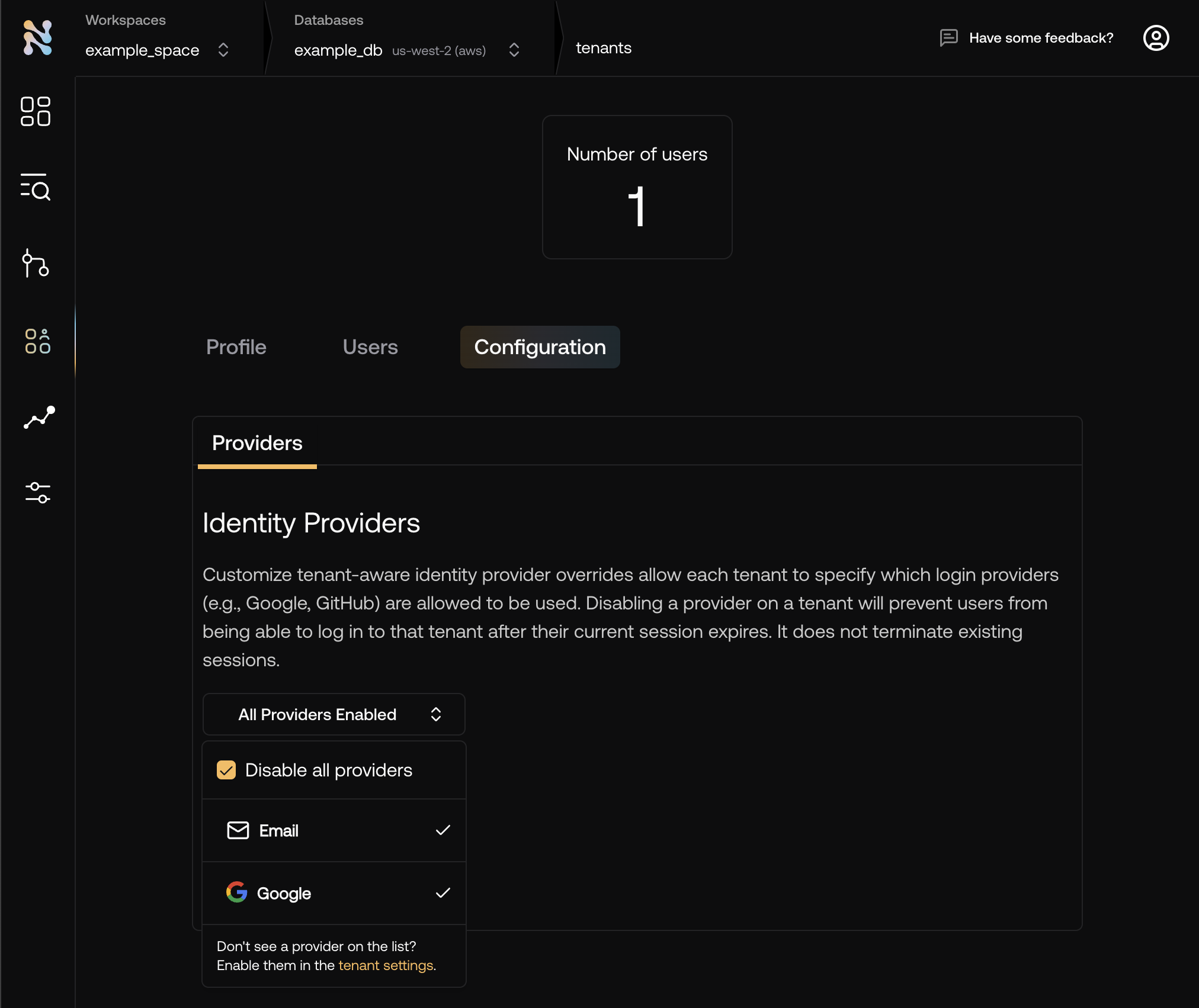 Tenant overrides