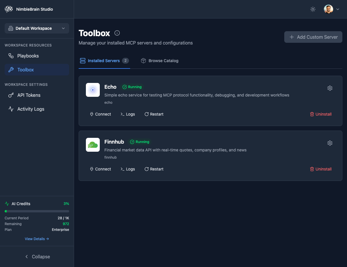 Toolbox installed servers
