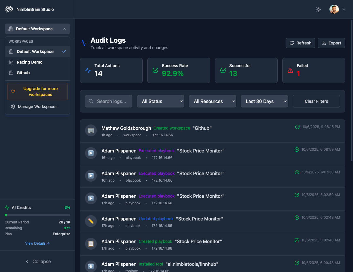 Workspace switcher