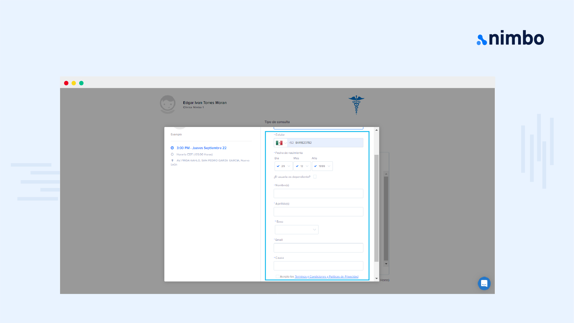 Información del paciente en el portal