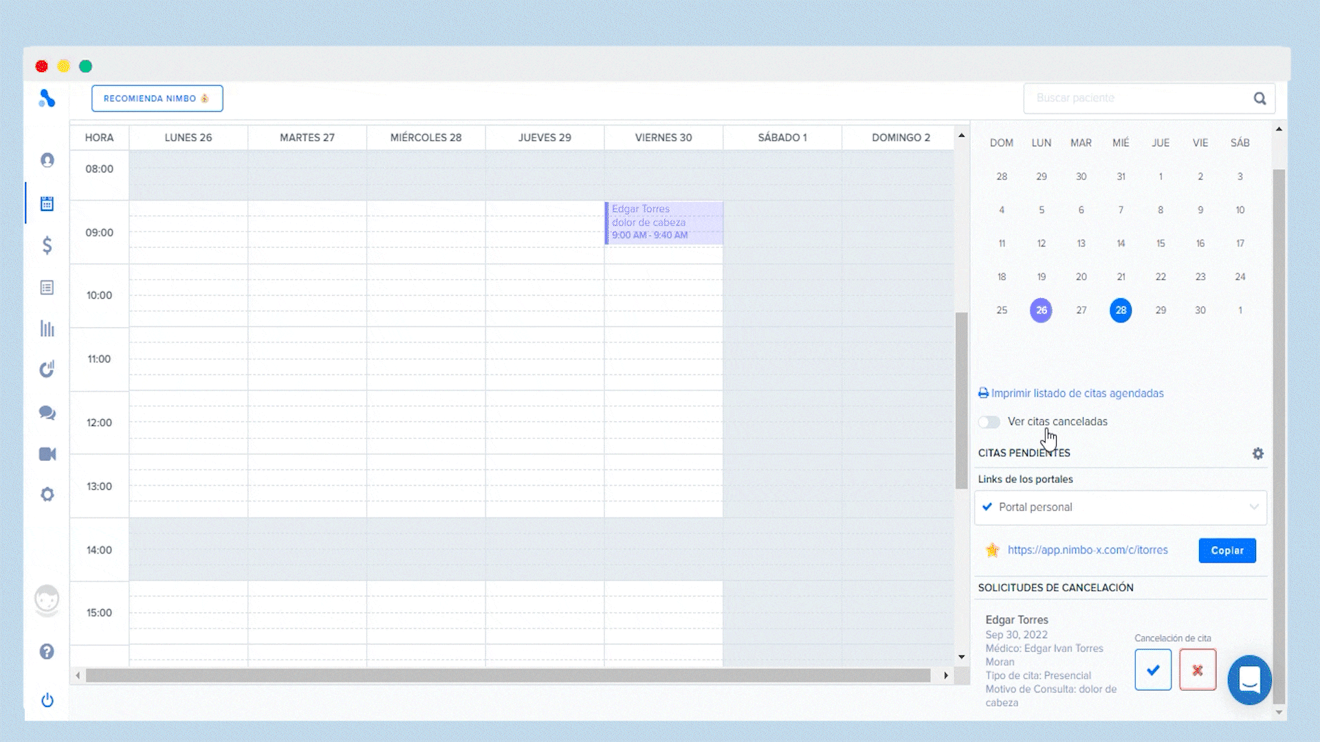 Ver citas canceladas
