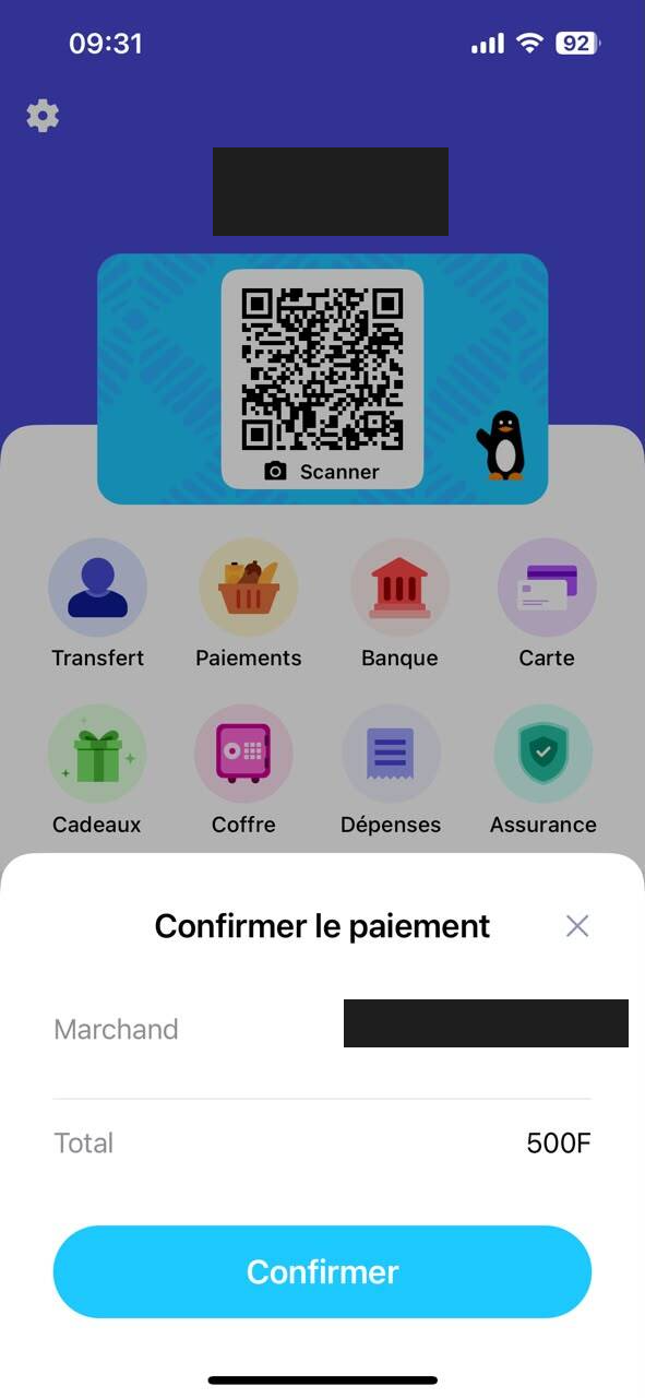 Wave app payment confirmation screen