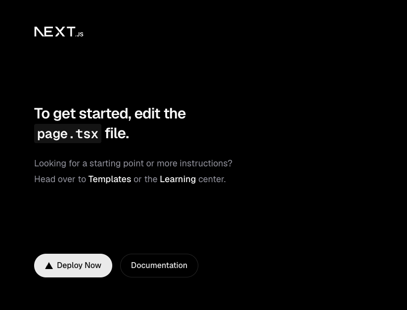 The default Next.js landing page served at the container's public URL