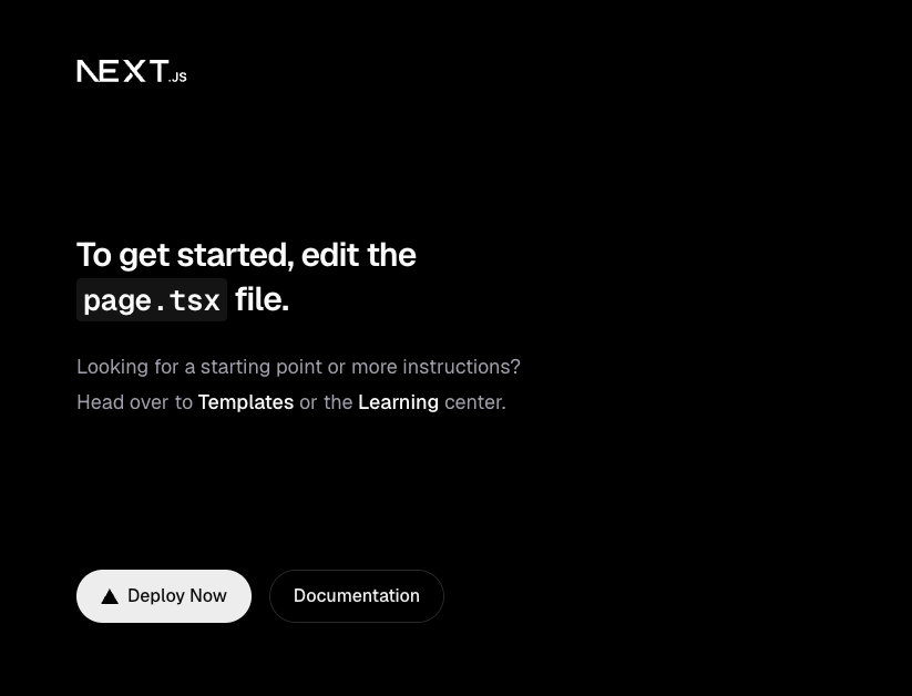 The default Next.js landing page served at the container's public URL