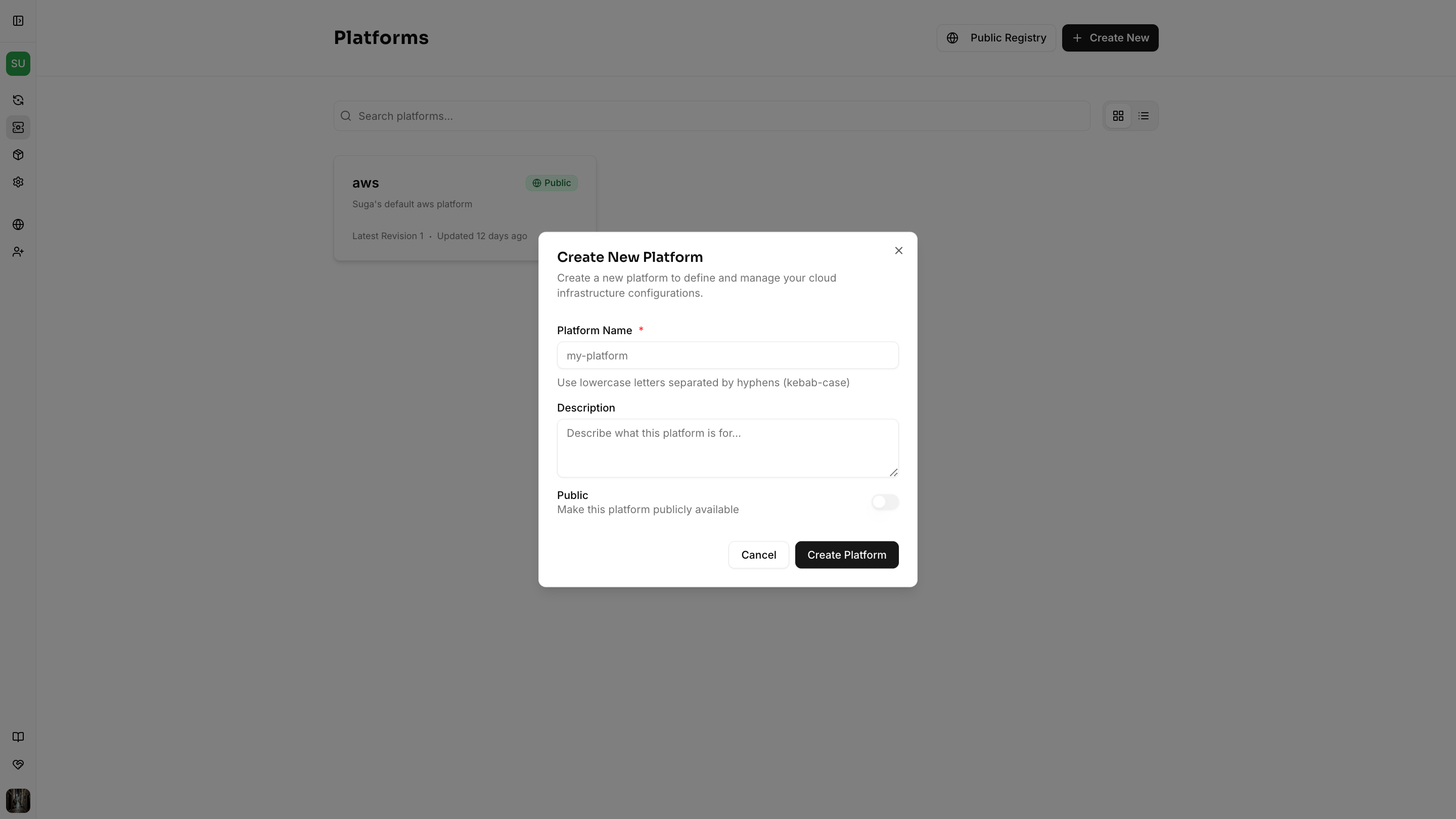 Create New Platform Dialog