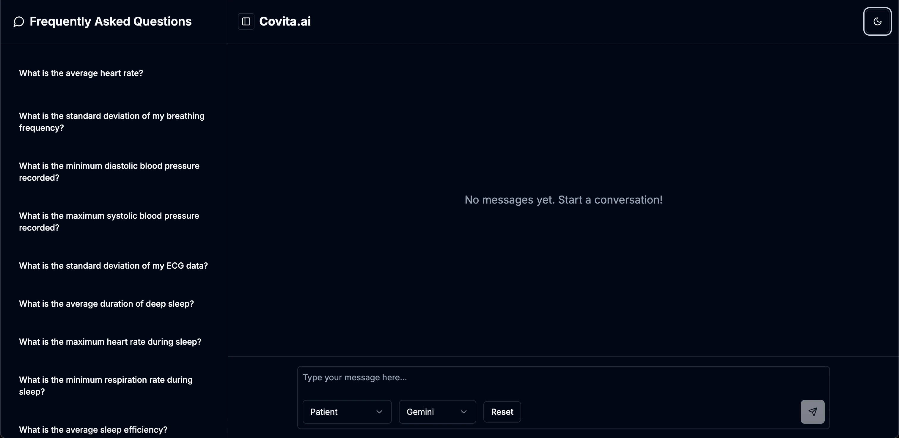 Covita Dashboard Dark