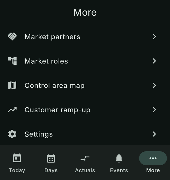 The More menu