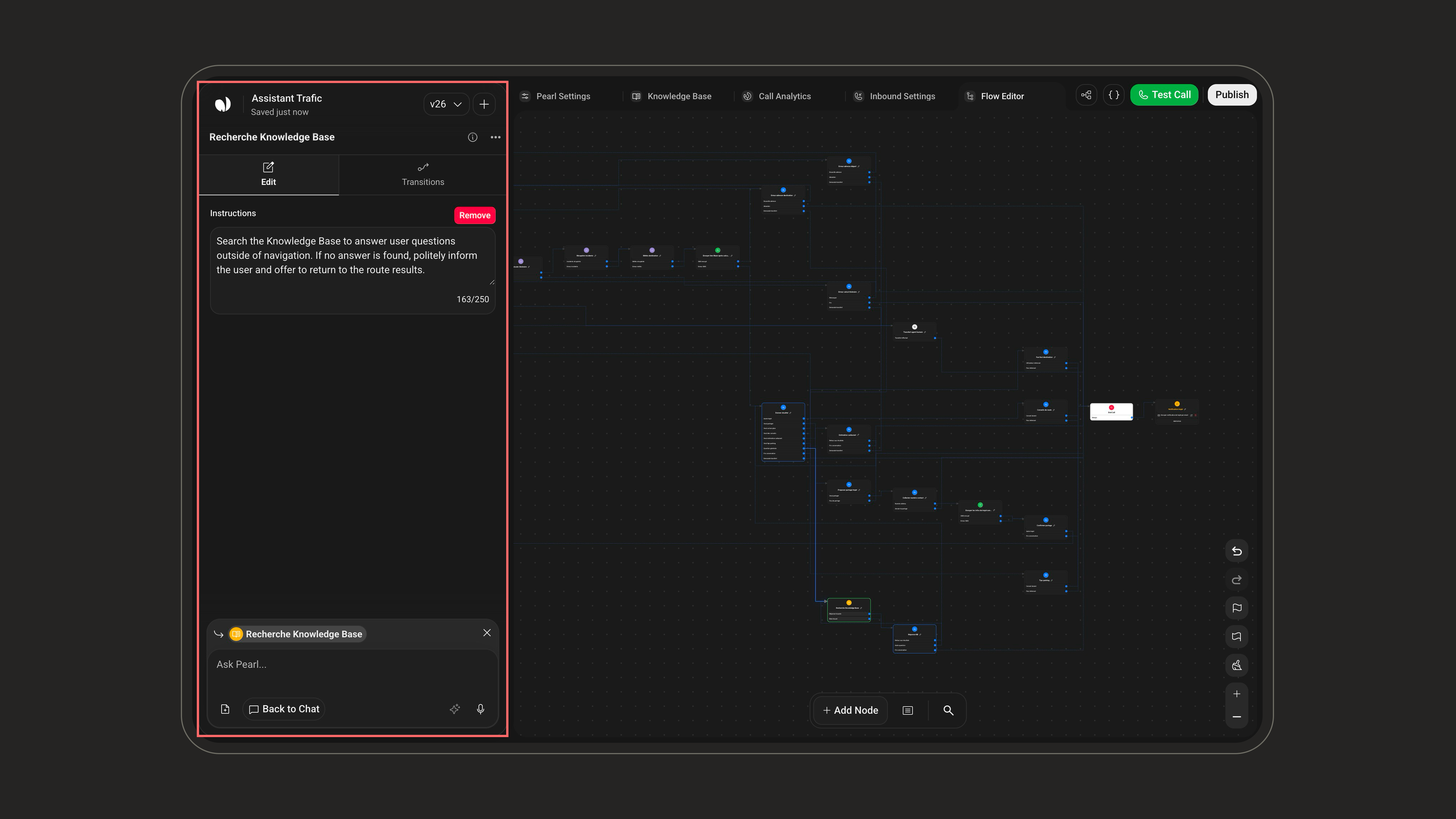 Knowledge Base node on the platform