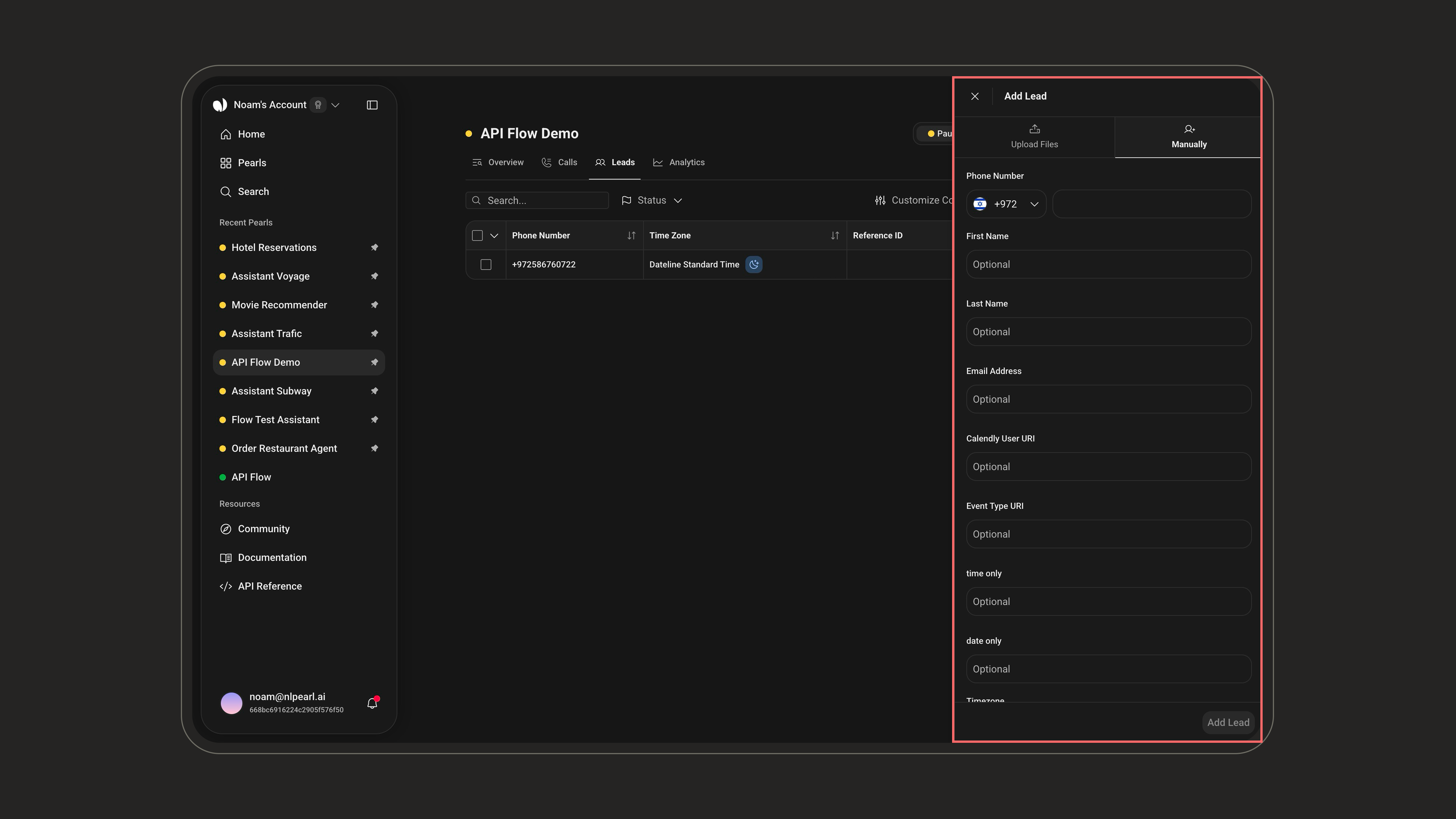 Add Lead - manually