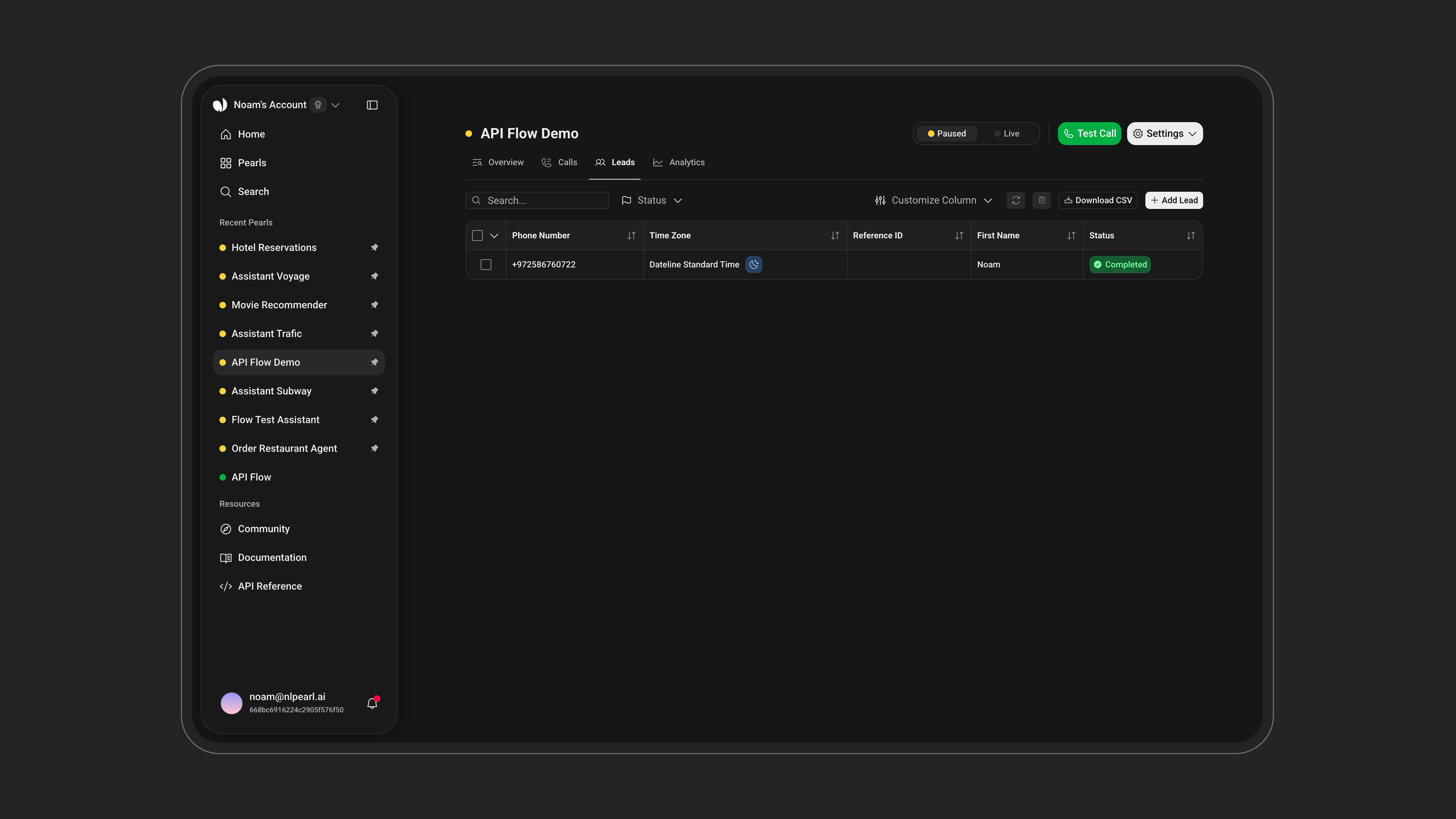 Leads tab overview