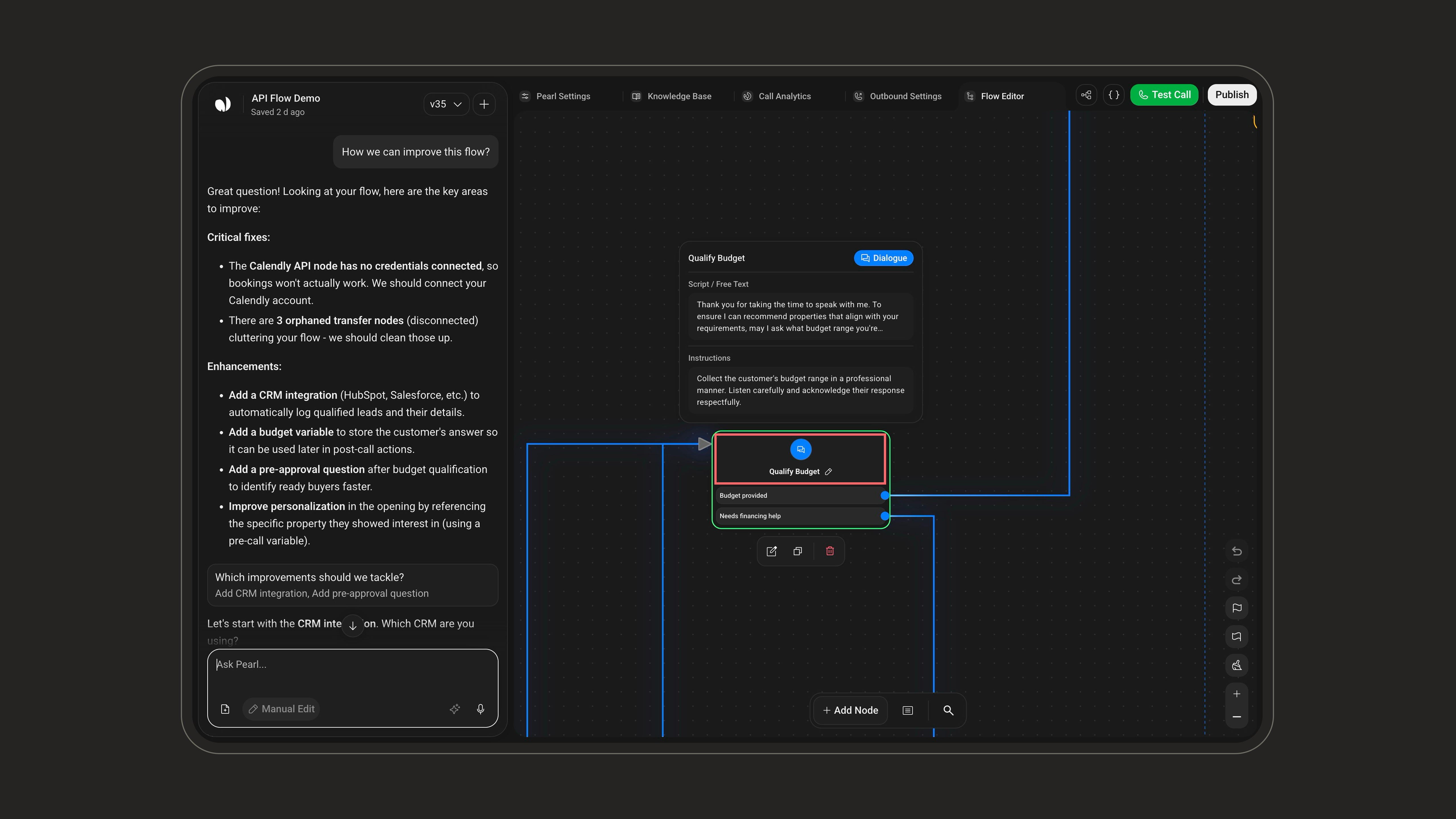 Node header with type icon and editable name