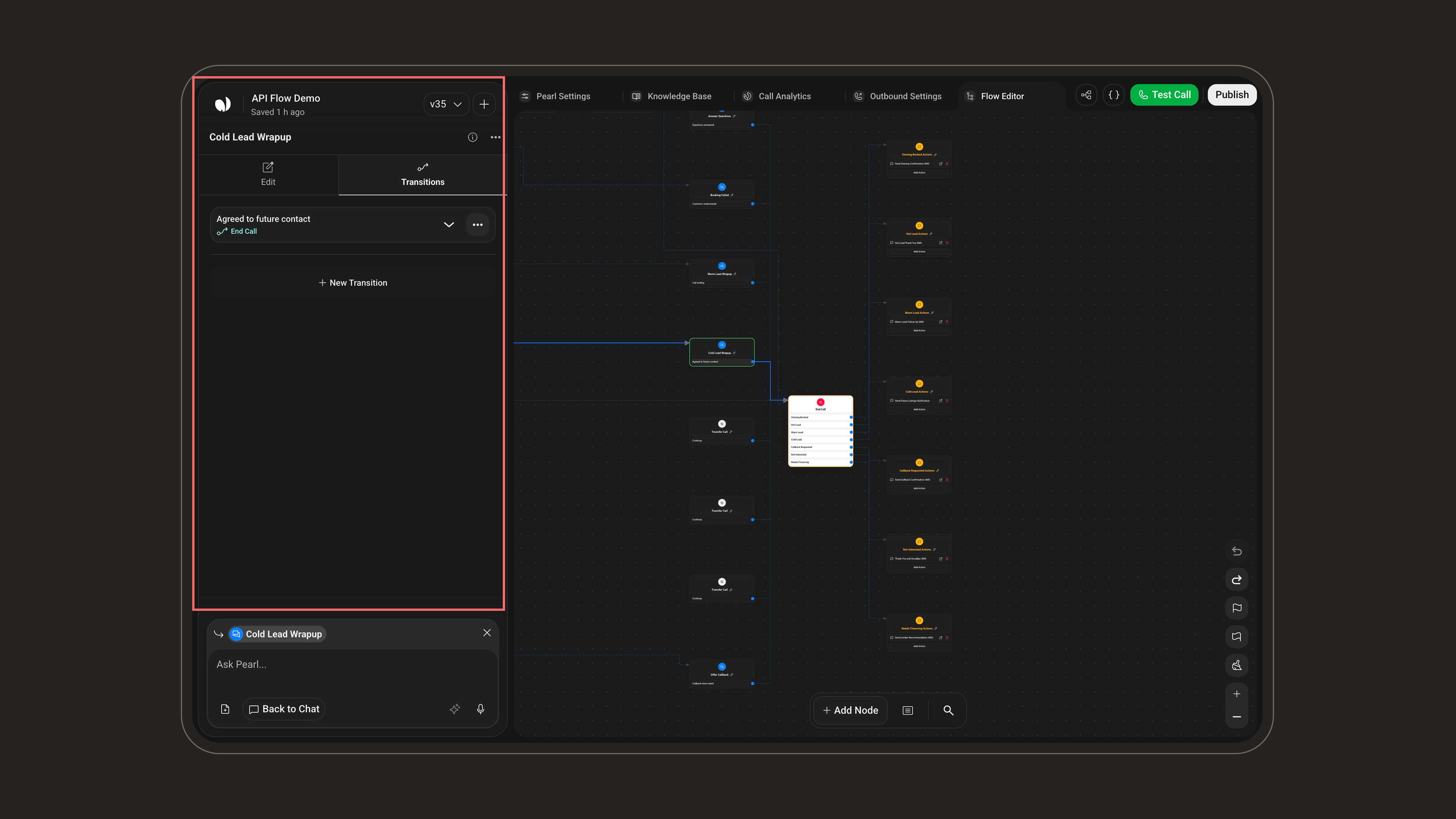 Transitions tab in Manual Edit with a transition and the New Transition button