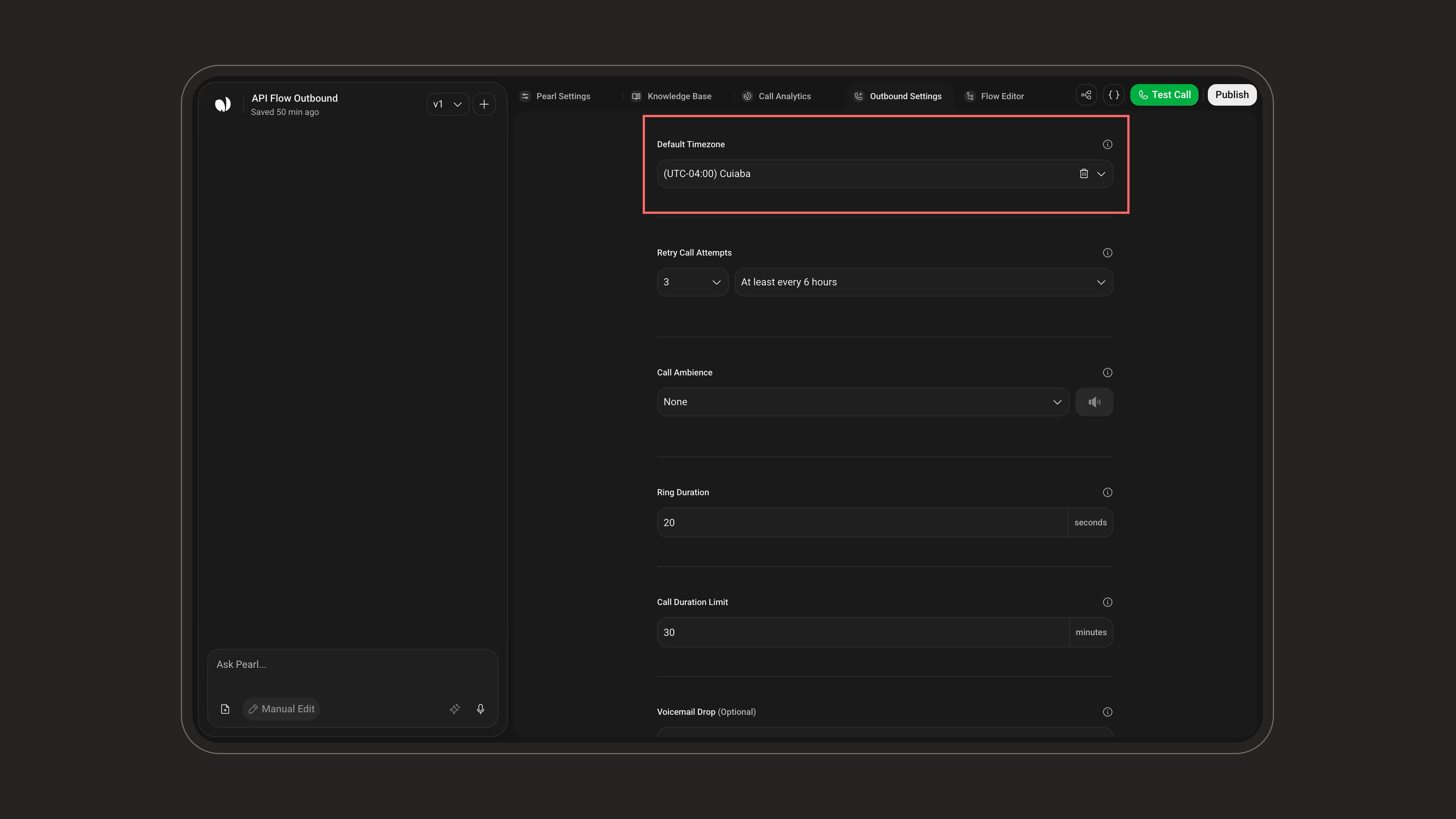 Default Timezone setting