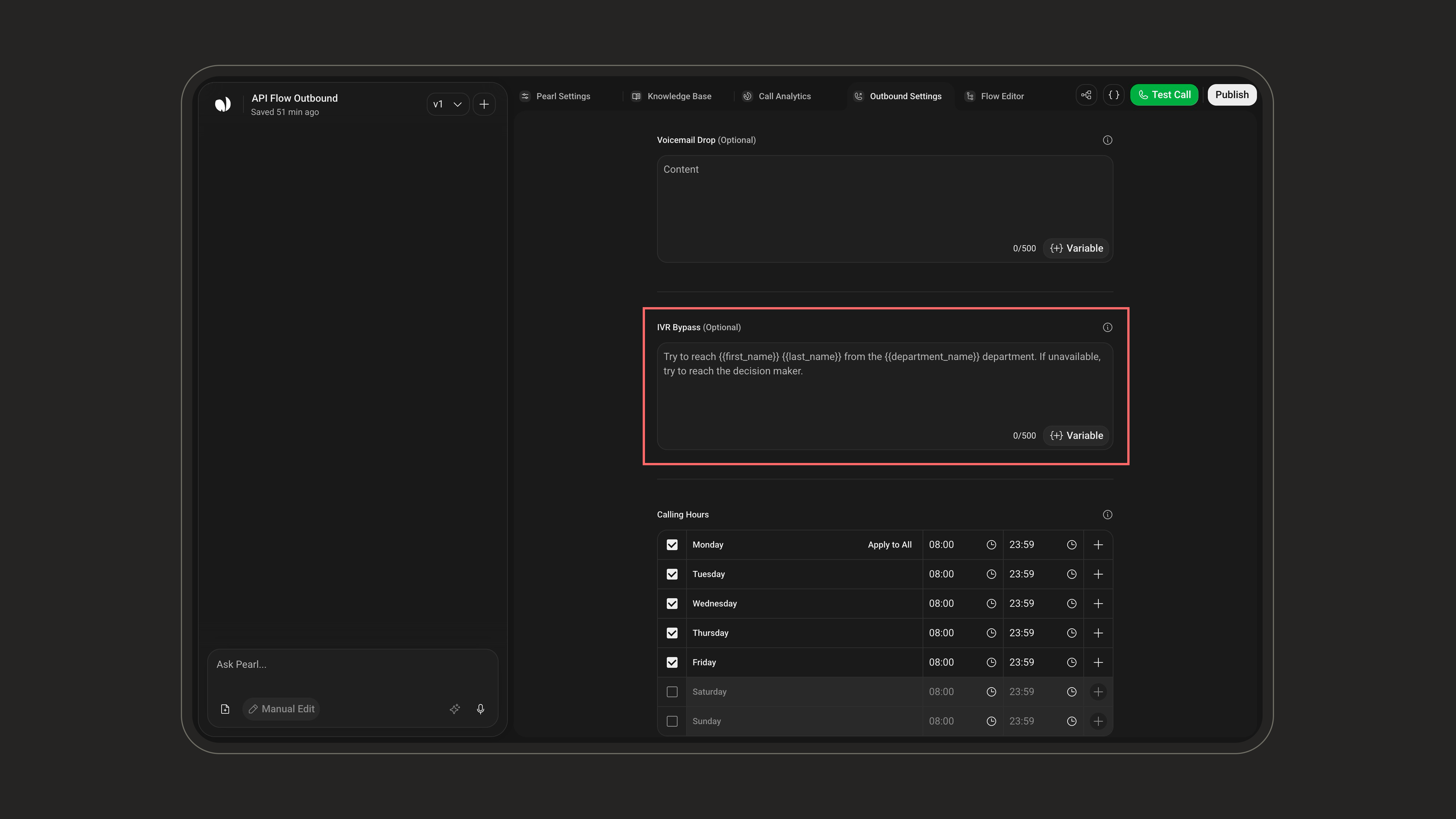 IVR Bypass setting