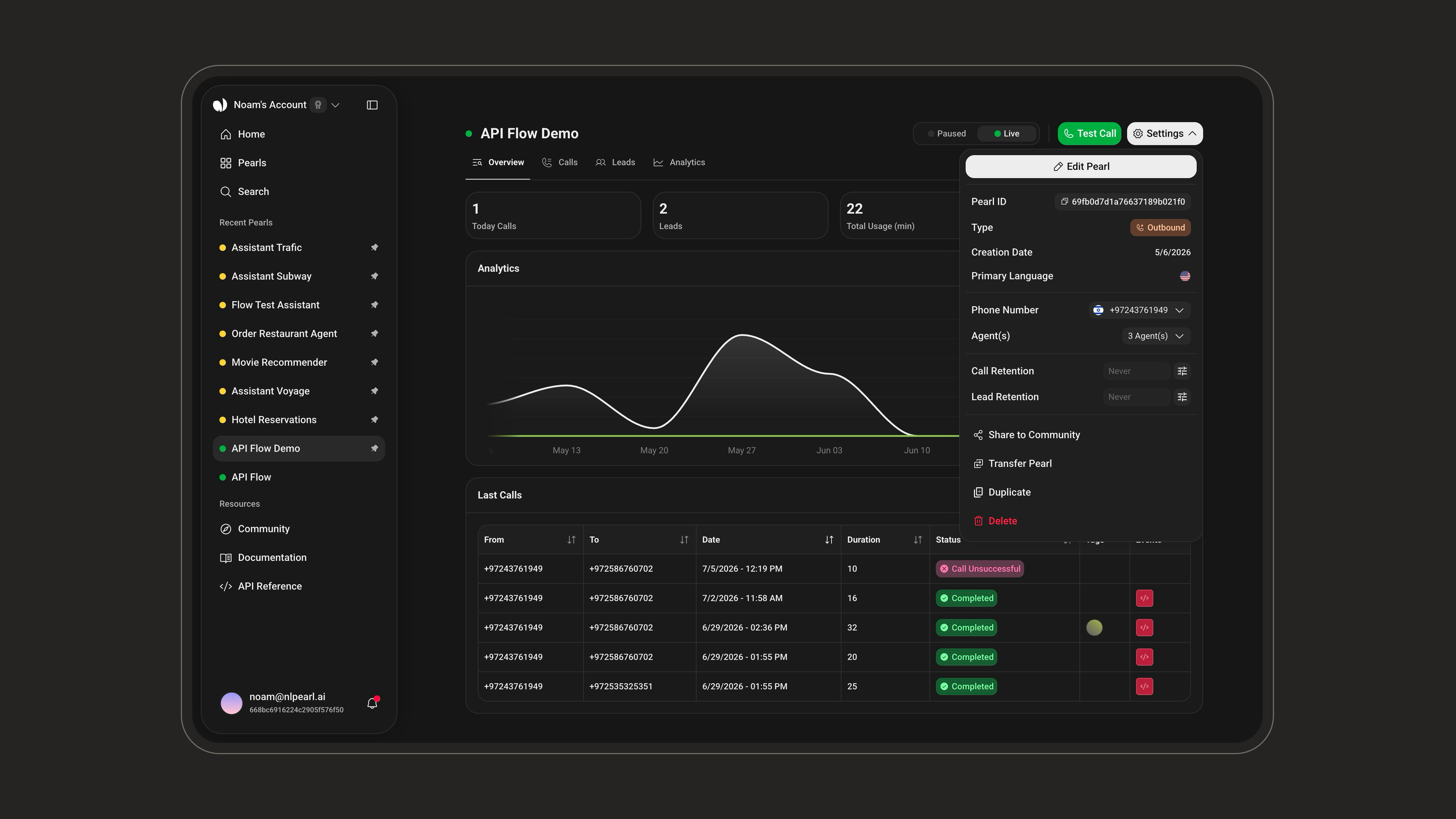 Project settings: agents and data retention