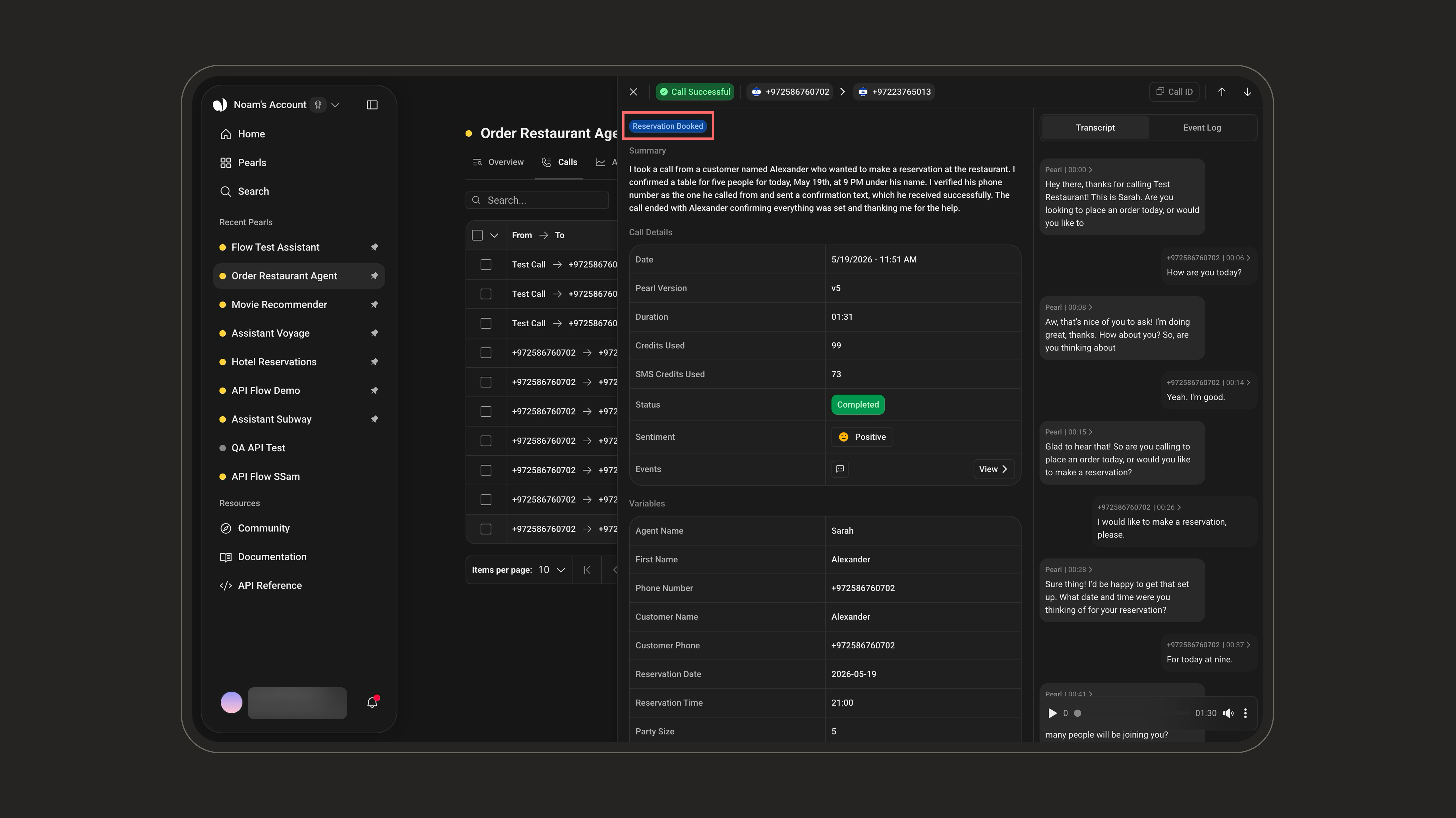 Tags in the post-call view