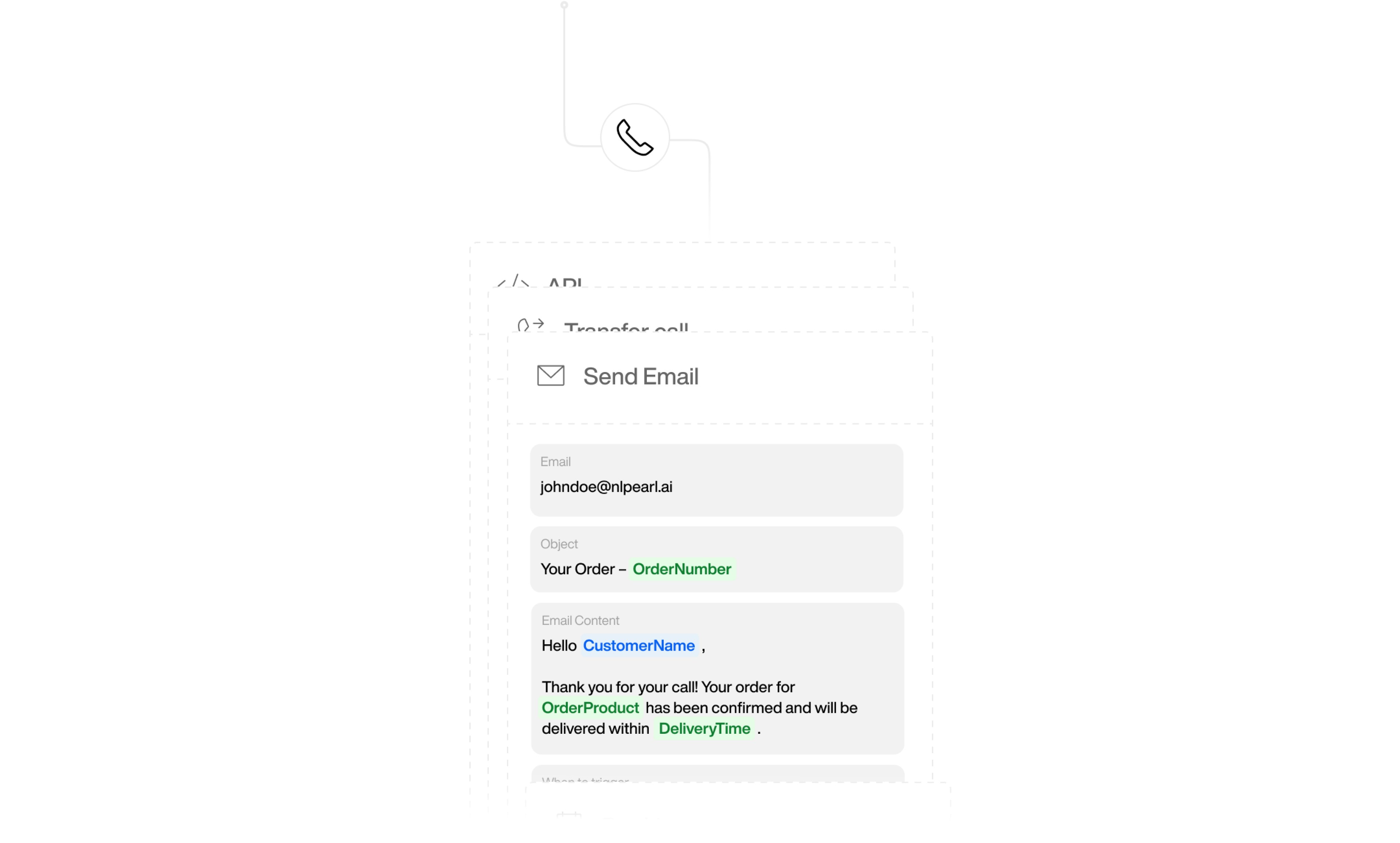 Send Email action interface on light mode